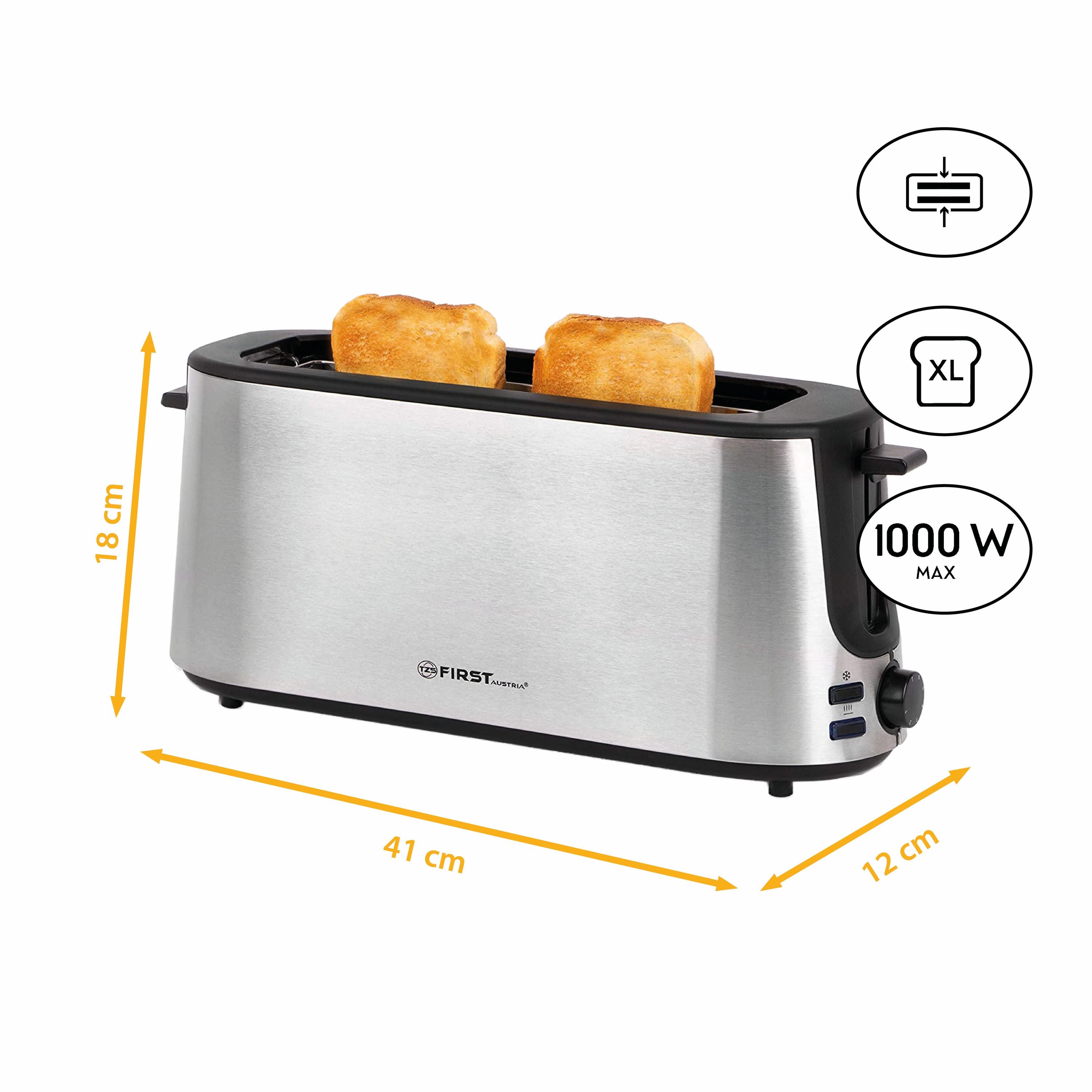 2 Scheiben Toaster, Selbstzentrierfunktion, 7 Bräunungsstufen, 650-750W