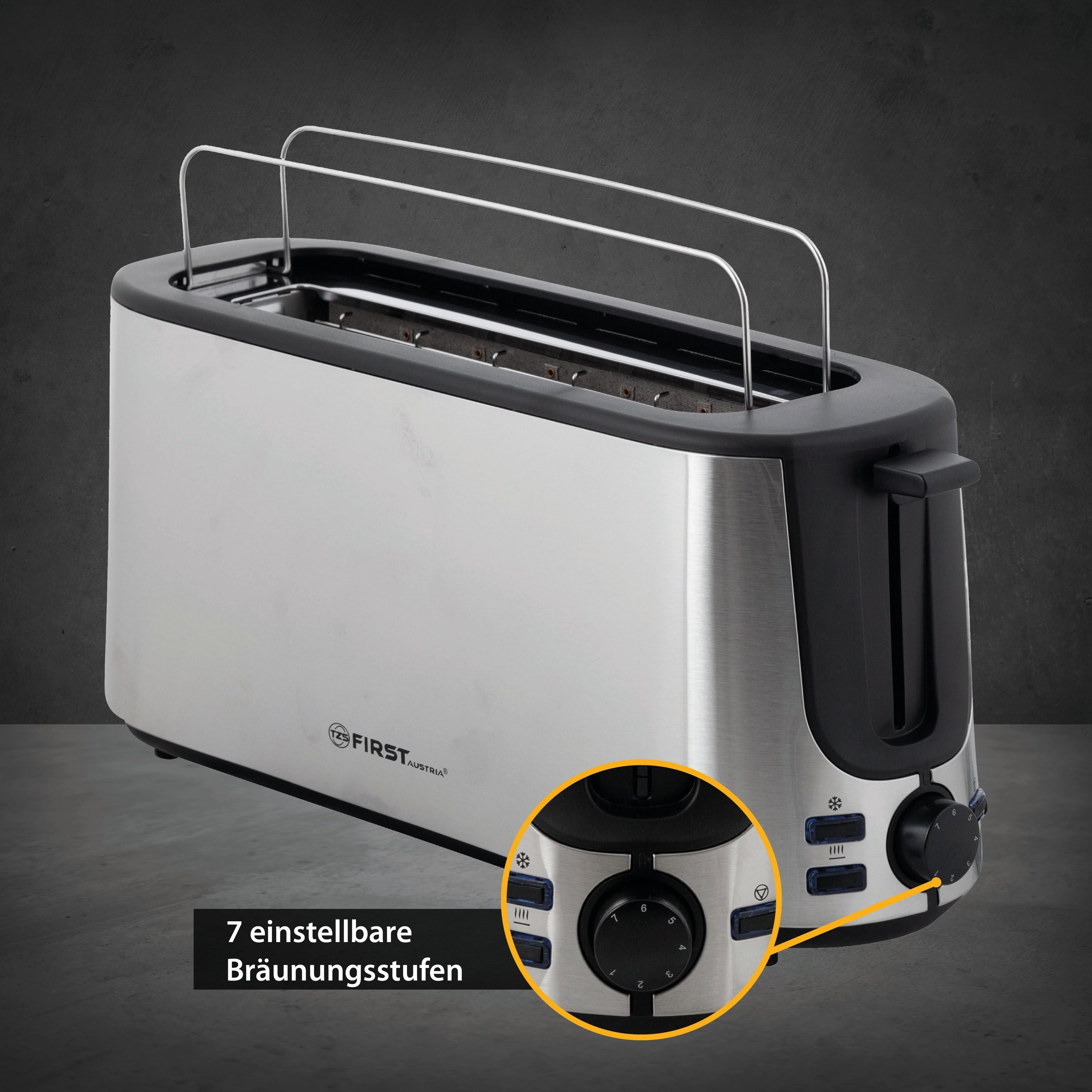 2 Scheiben Toaster, Selbstzentrierfunktion, 7 Bräunungsstufen, 650-750W