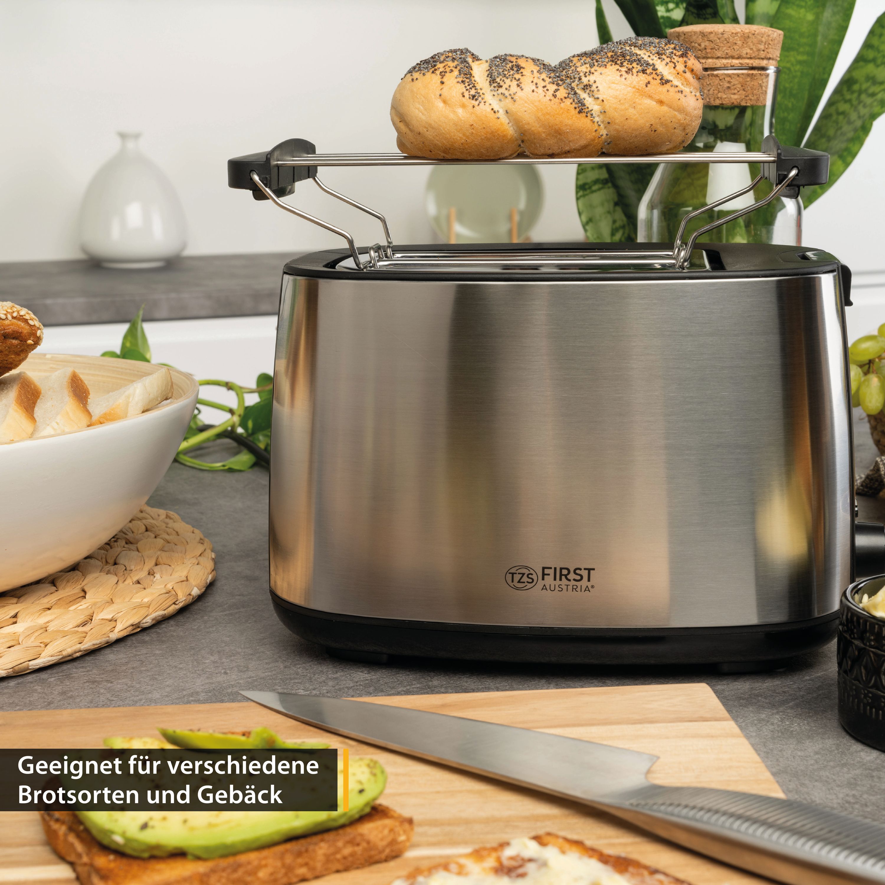 2 Scheiben Toaster, Selbstzentrierfunktion, 7 Bräunungsstufen, 650-750W