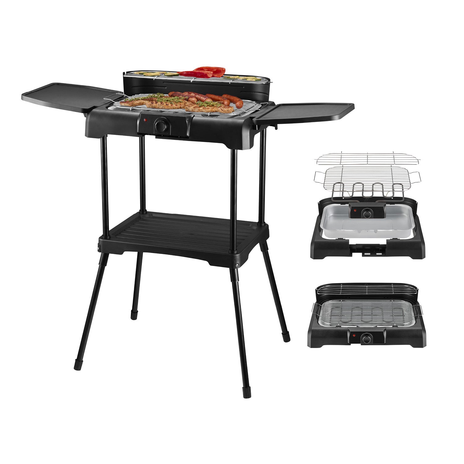 2-in-1 Elektrogrill Tisch- & Standgerät, 2.200 W, große Grillfläche, IPX4