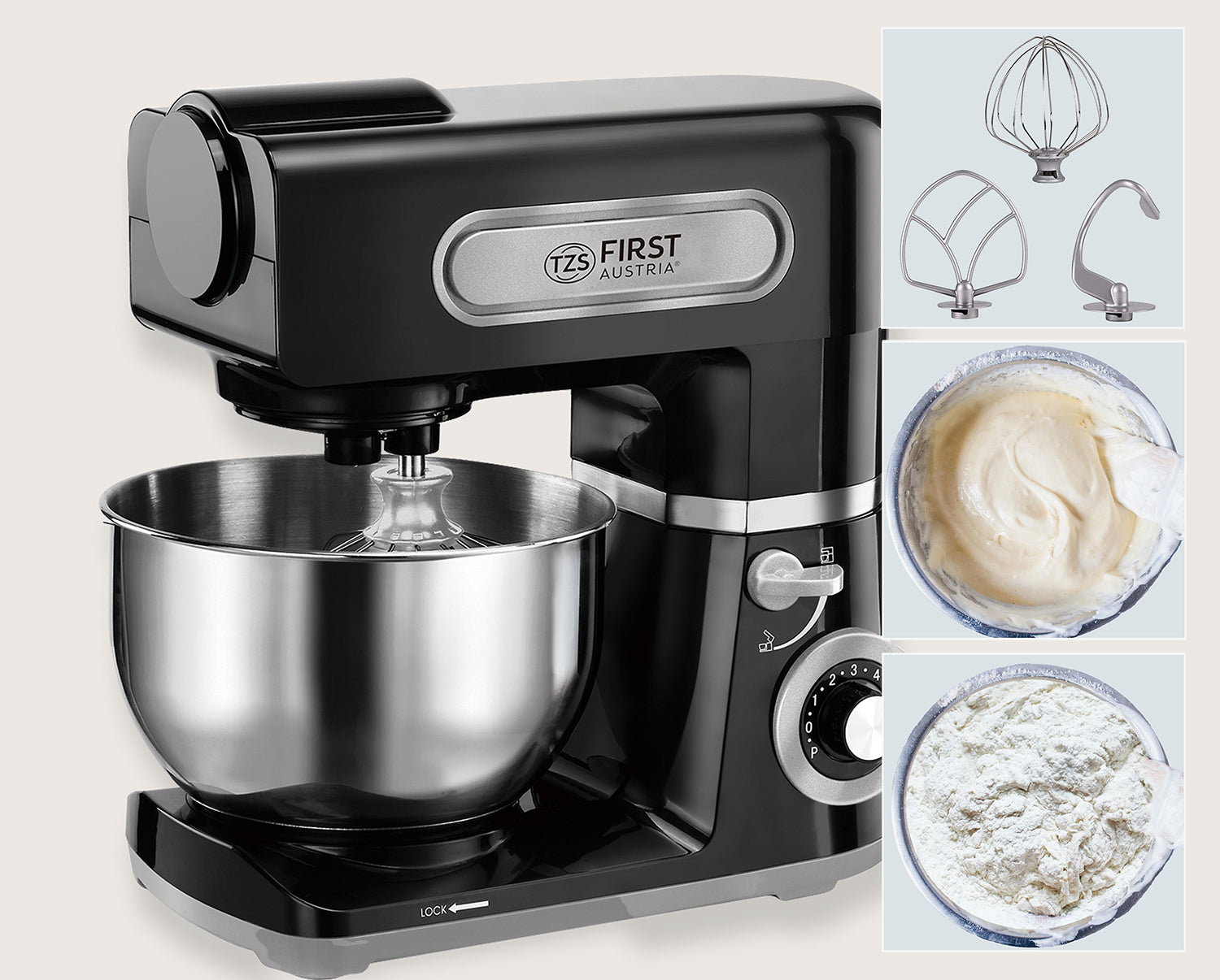 Professionelle Küchenmaschine, Teigknetmaschine, 1500 W, 6L Behälter