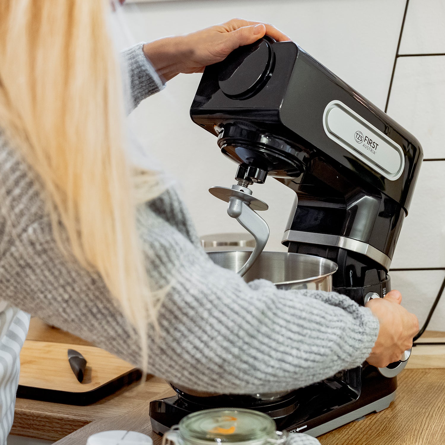 Professionelle Küchenmaschine, Teigknetmaschine, 1500 W, 6L Behälter