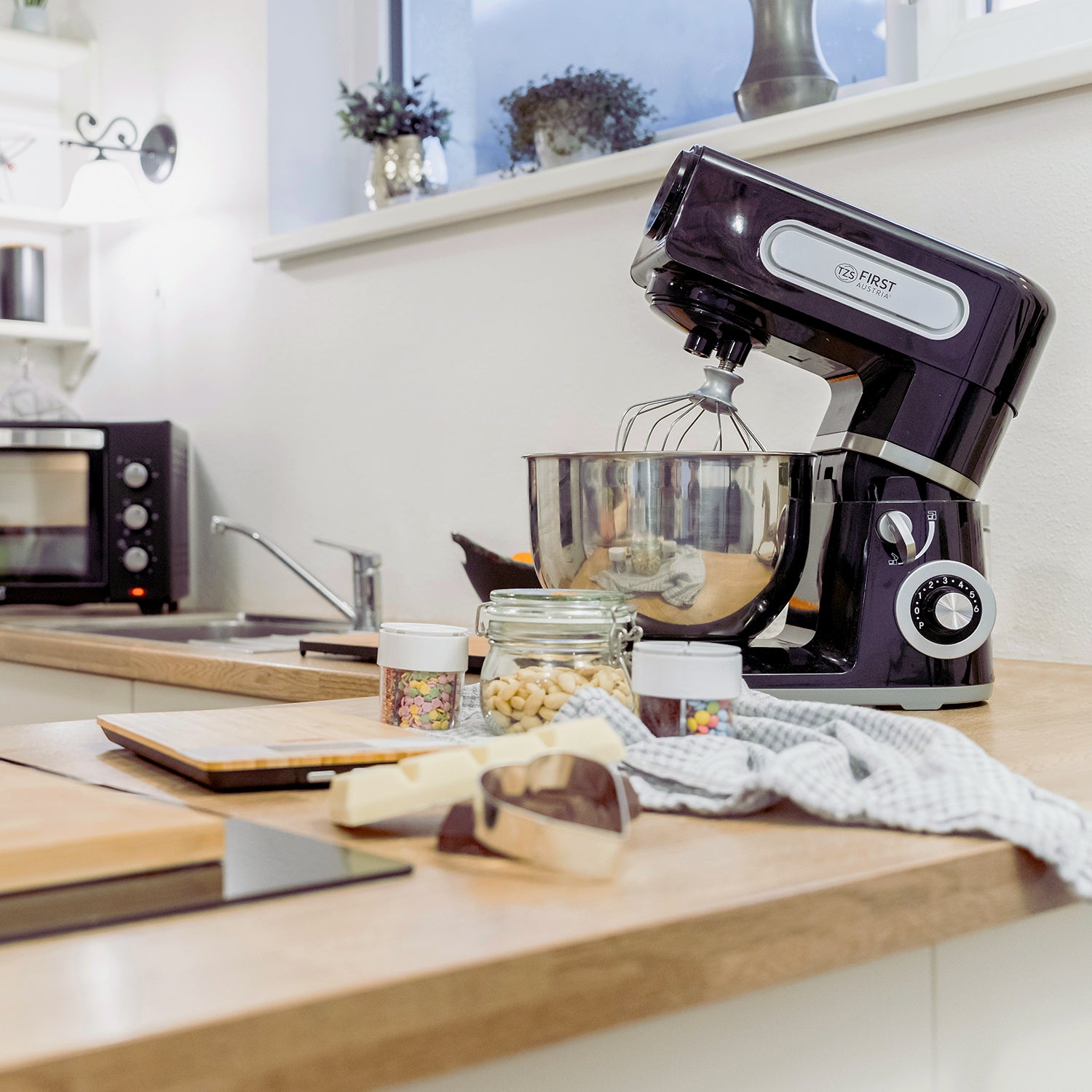 Professionelle Küchenmaschine, Teigknetmaschine, 1500 W, 6L Behälter