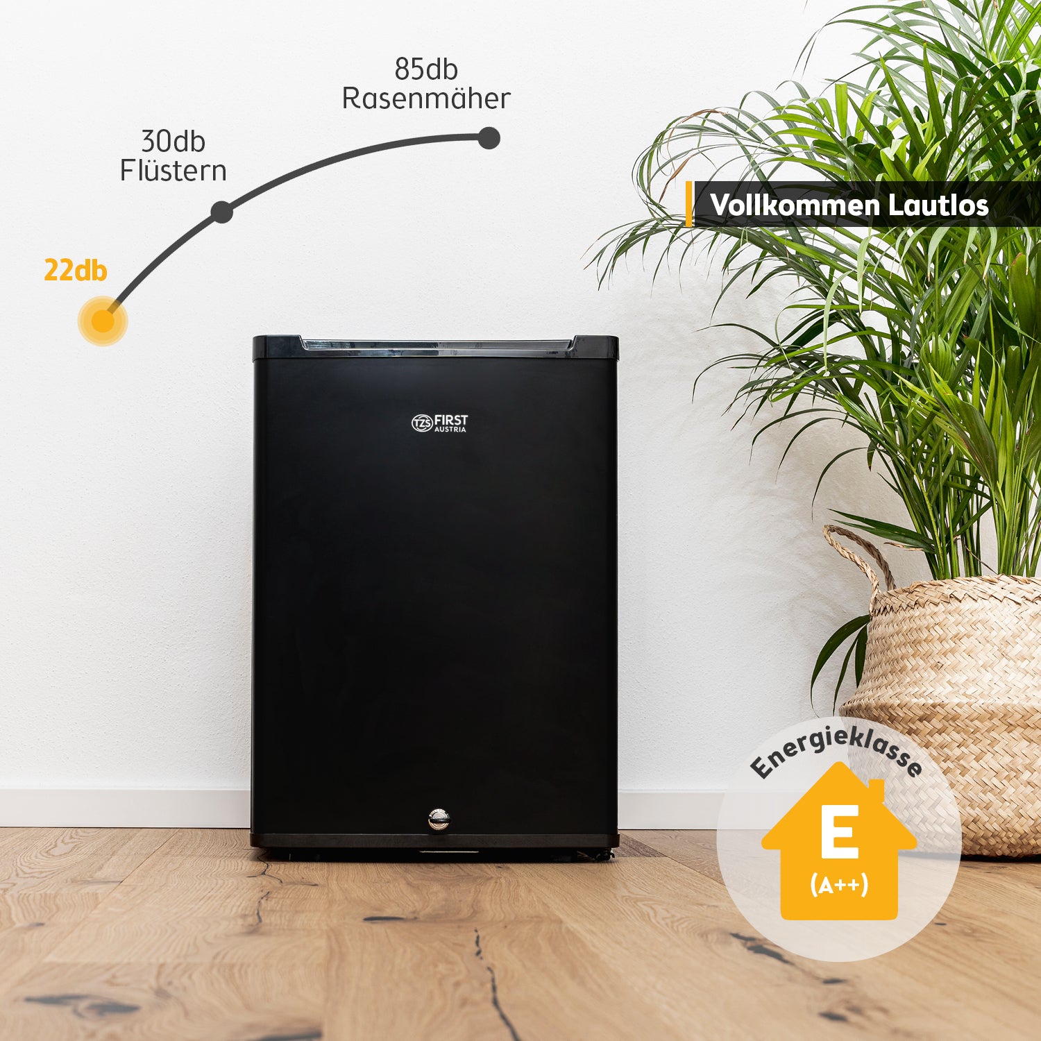 Mini Fridge 34 L - Silent, LED, Lock | Compact