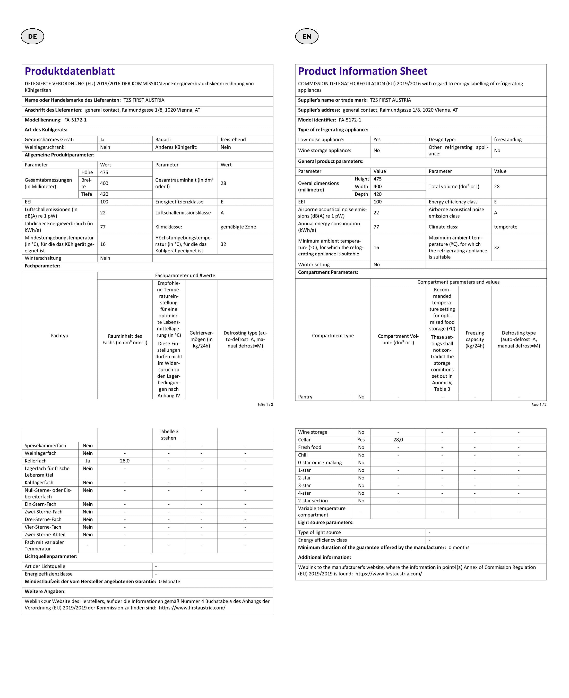 Minikühlschrank 30 L Mattschwarz