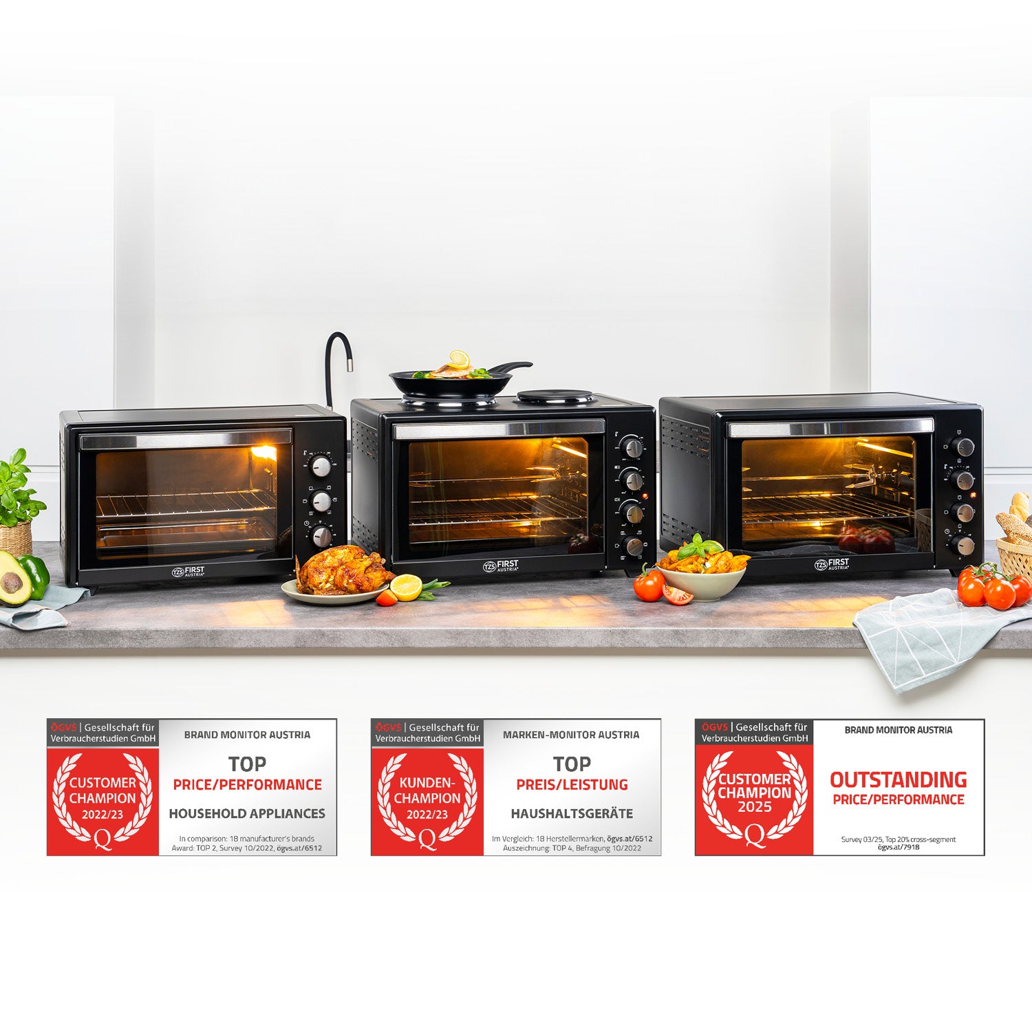 Mini-Backofen 60L, mit Umluft, Drehspieß