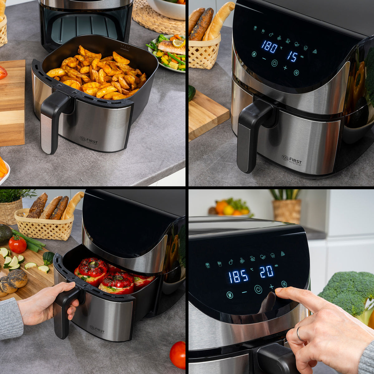 Heißluftfritteuse 5,8 L, 8 Programme, 5-°C-Temperaturschritte