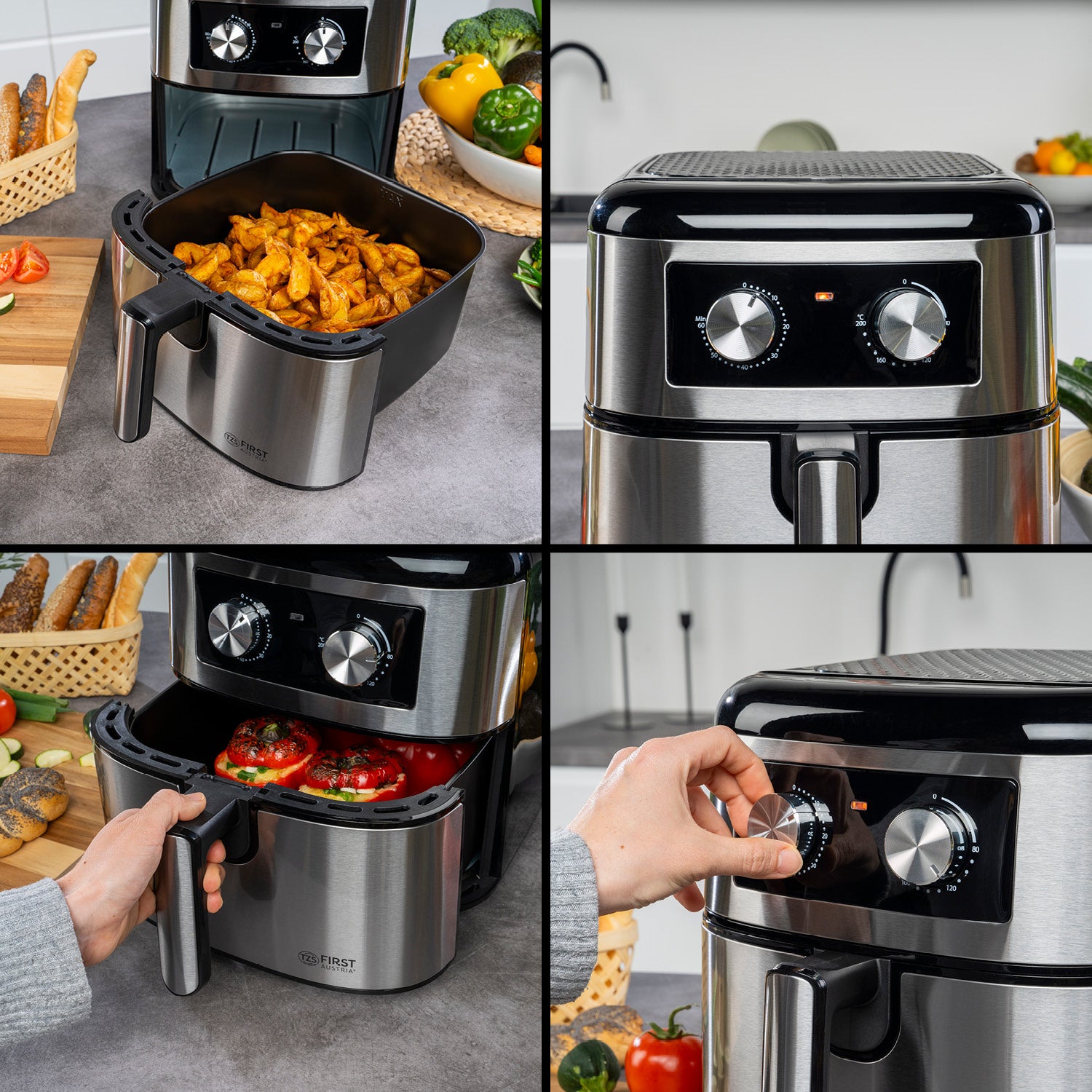 Heißluftfritteuse 8 L, mechanische Steuerung, 1700 W