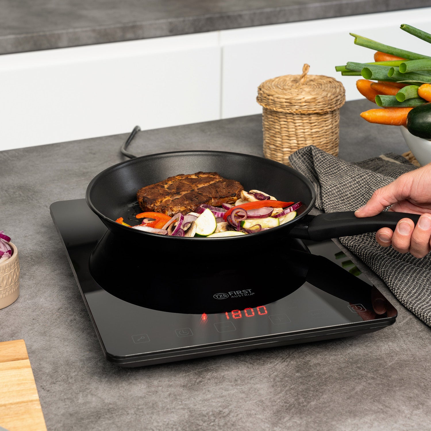 Induktionskochplatte 2000 W, Touch-Bedienung, mit Timer