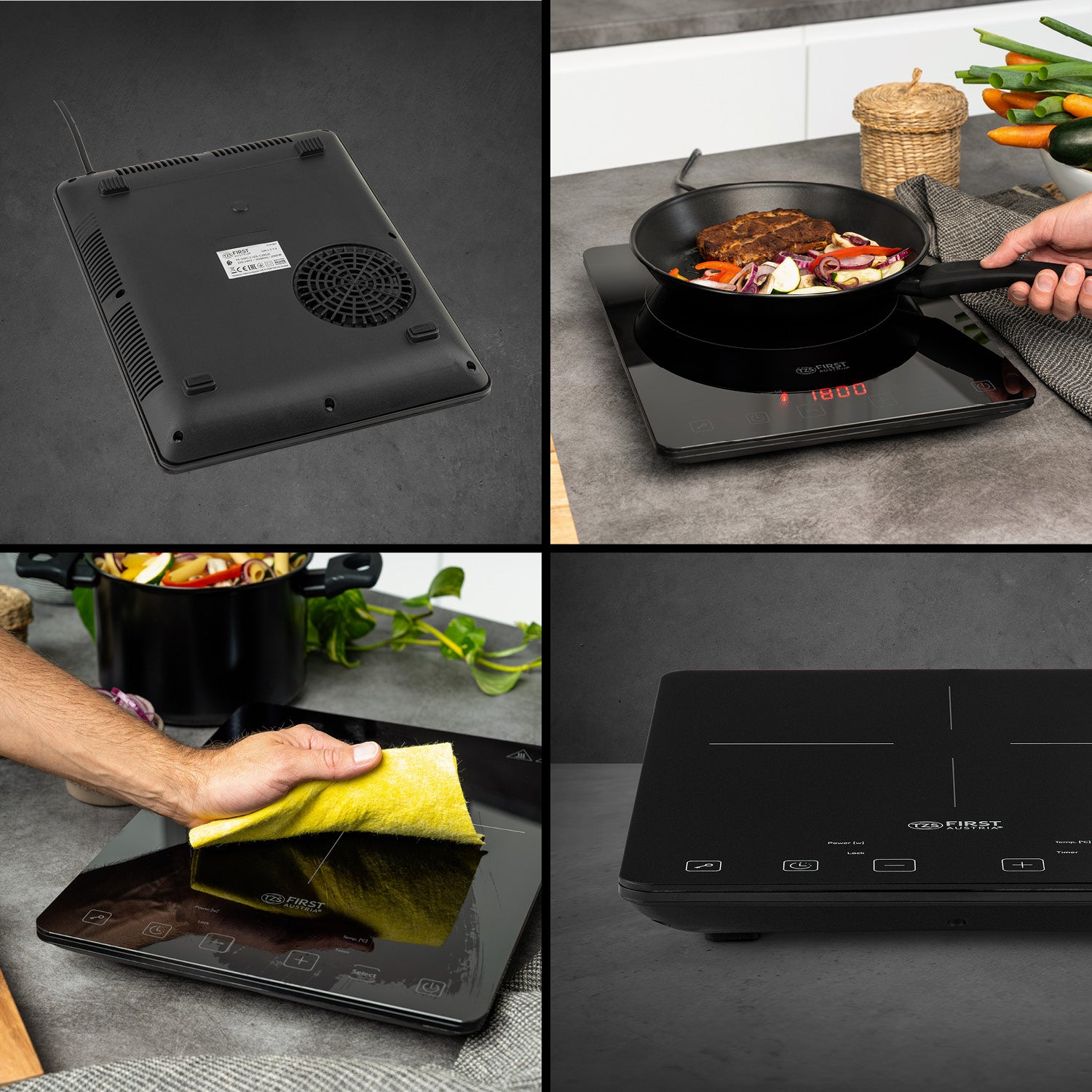 Induktionskochplatte 2000 W, Touch-Bedienung, mit Timer