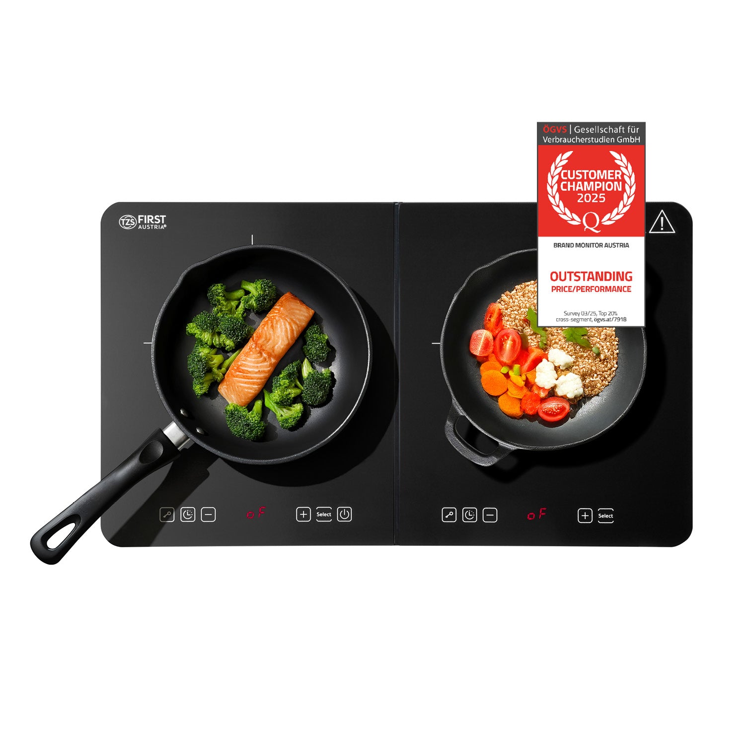 Doppel-Induktionskochplatte 3500 W, Touch-Bedienung, mit Timer