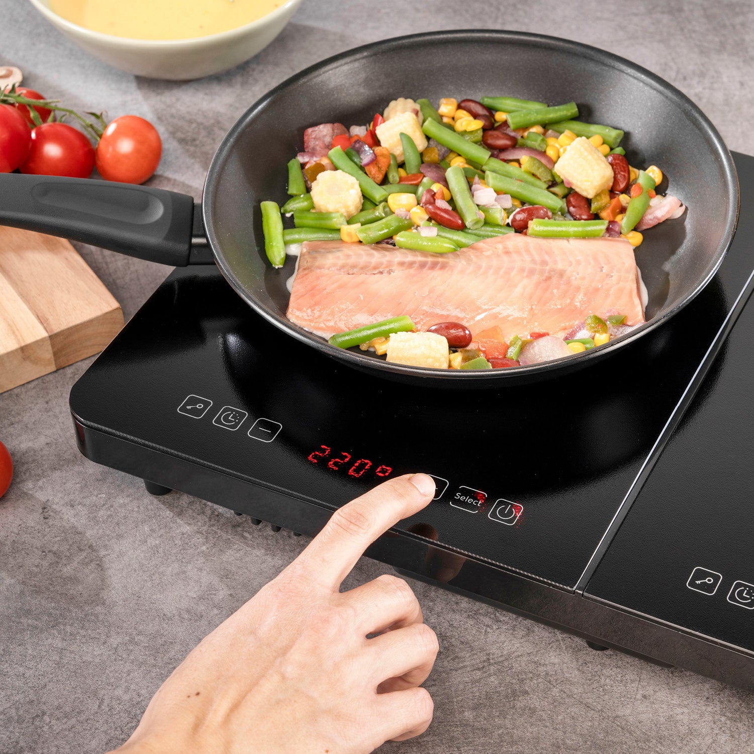 Doppel-Induktionskochplatte 3500 W, Touch-Bedienung, mit Timer