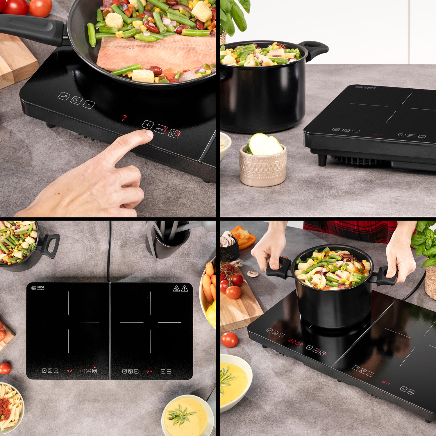 Doppel-Induktionskochplatte 3500 W, Touch-Bedienung, mit Timer