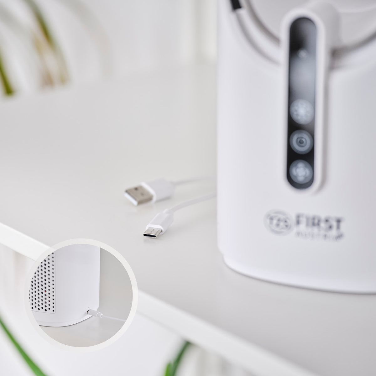 Ventilateur de table sans fil, sans pales, lumière 7 couleurs, USB-C
