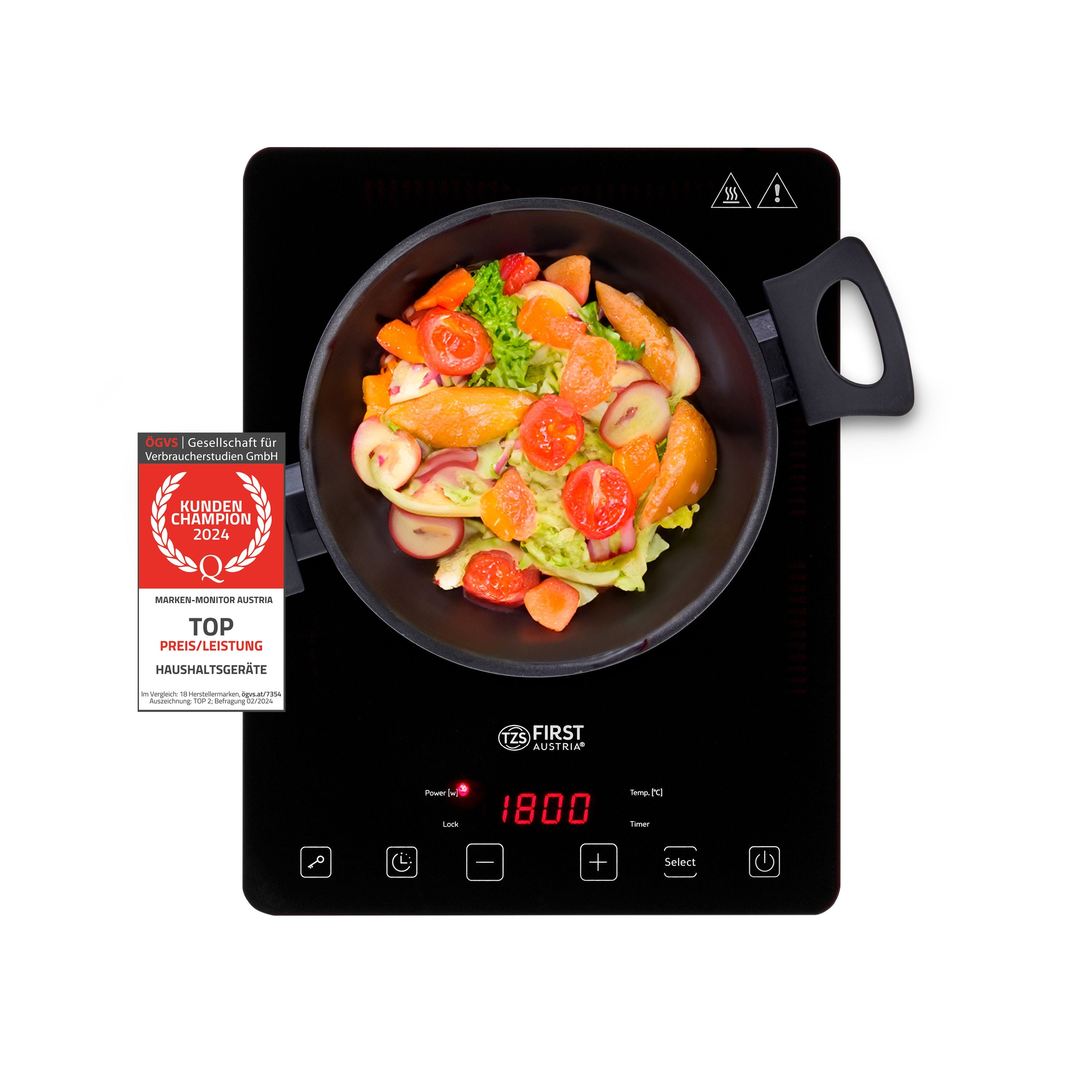 Induktionskochplatte 2000 W, Touch-Bedienung, mit Timer