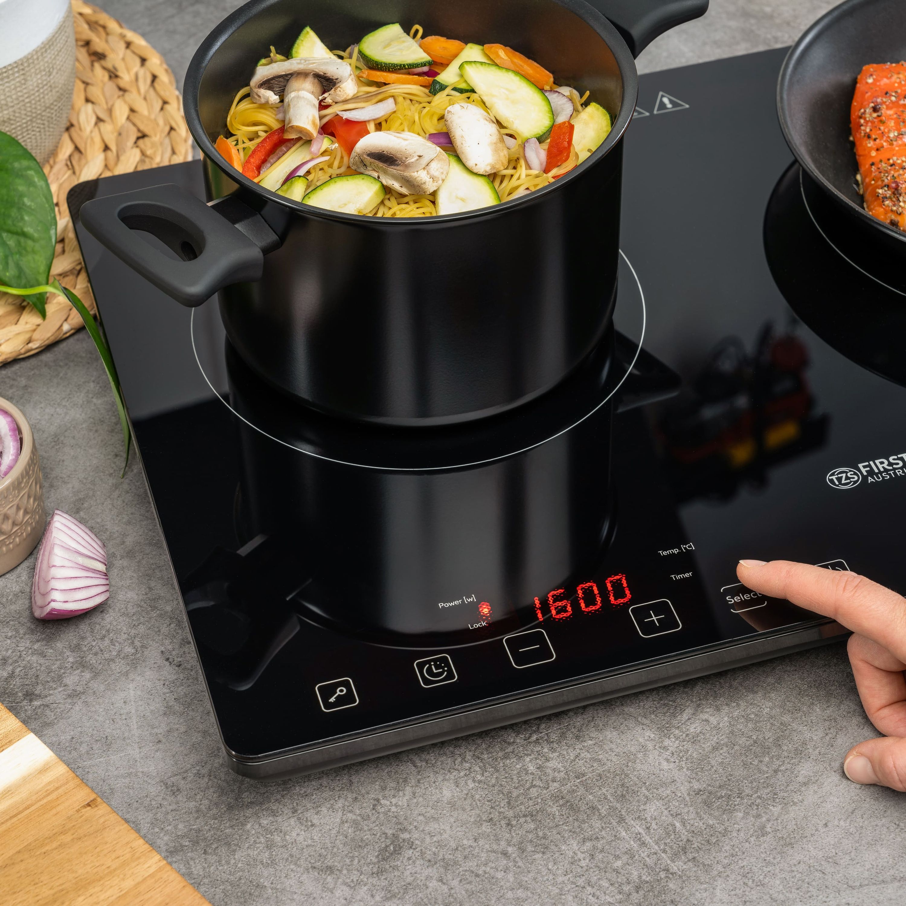 Doppel-Induktionskochplatte 3400 W, Touch-Bedienung, mit Timer