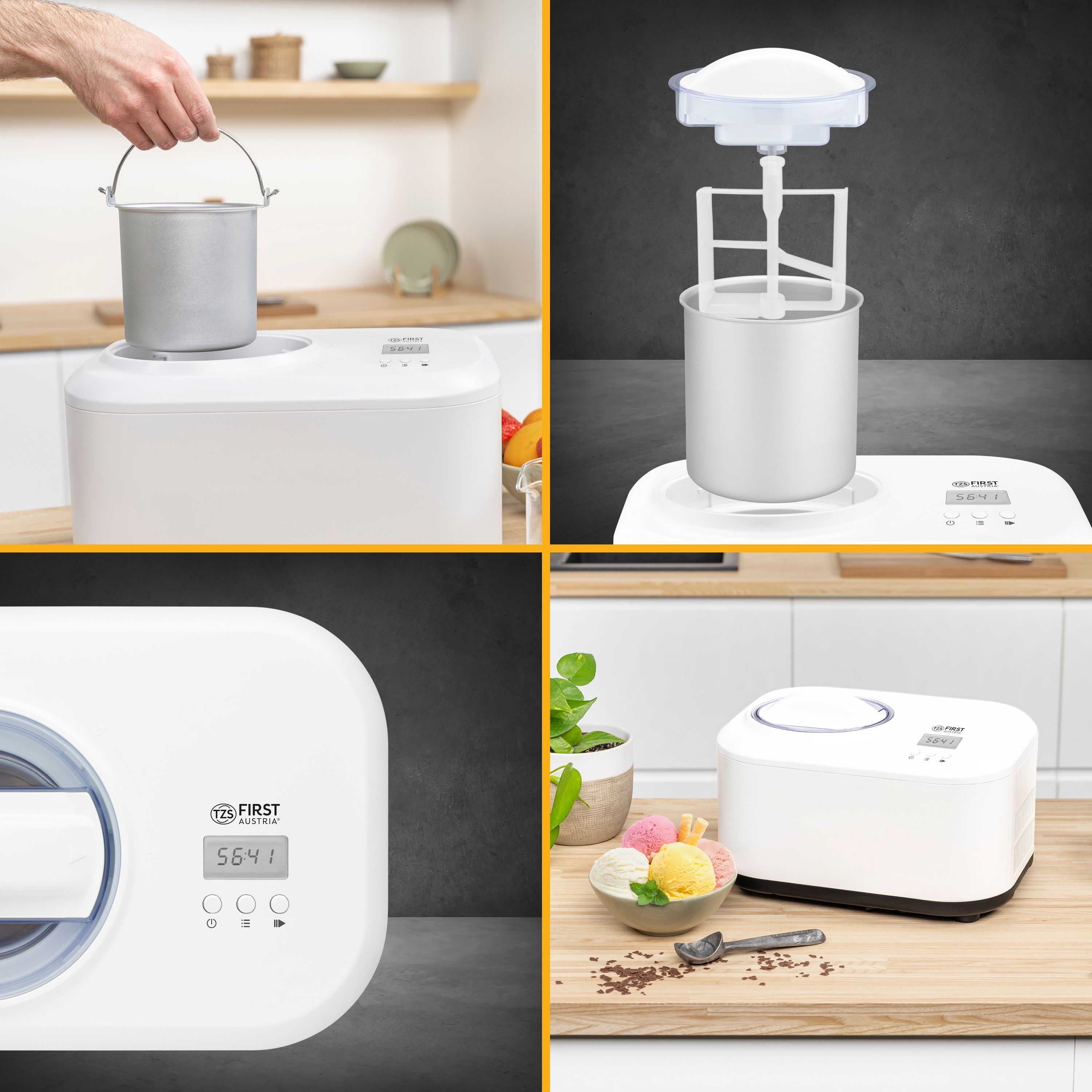 Ice Cream Maker 1.2 L, Stainless Steel, with Cooling Compressor