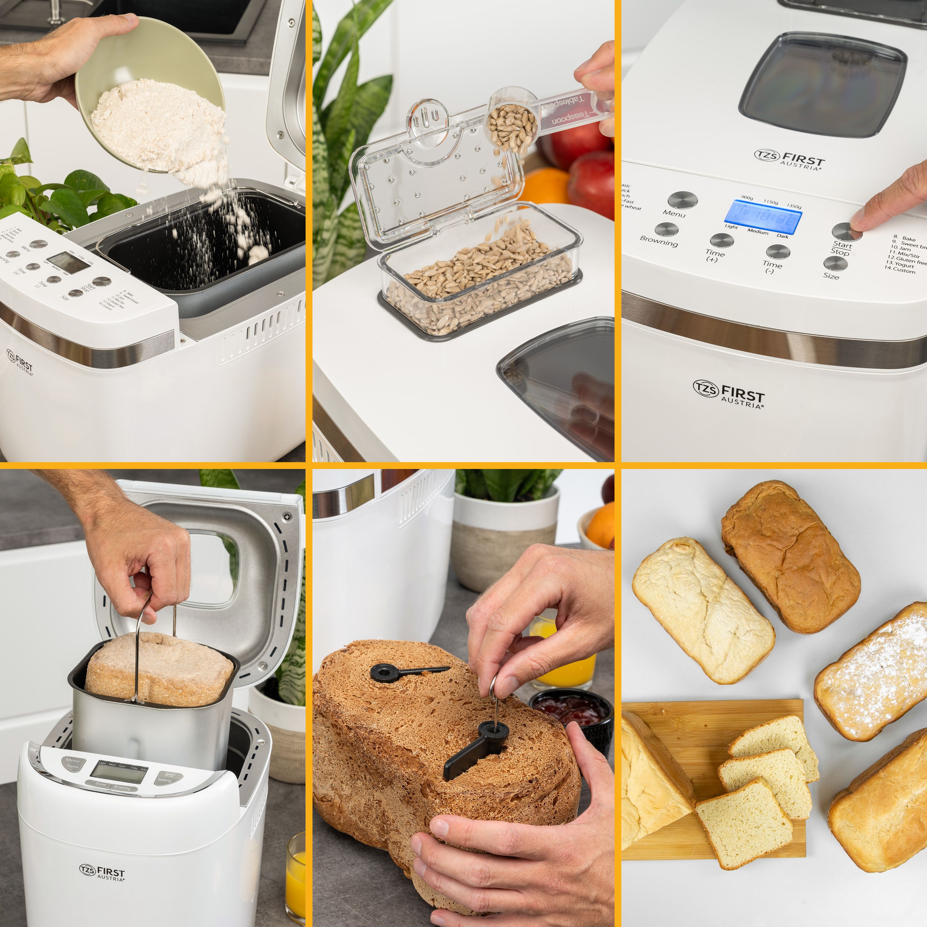 Brotbackmaschine 900g, 13 Programme, Antihaft-Beschichtung