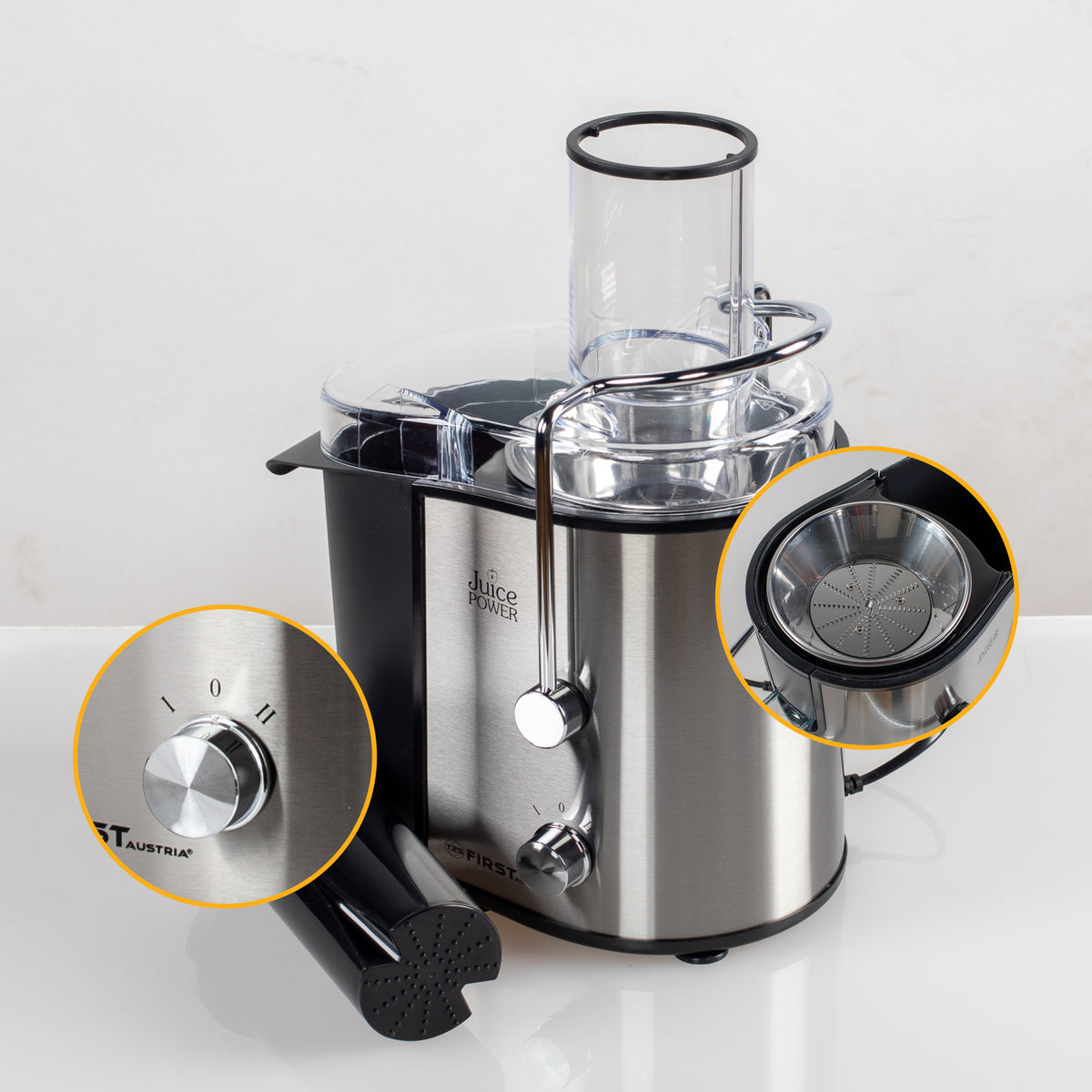 Centrifugeuse 800 W, goulotte XXL 75 mm, inox