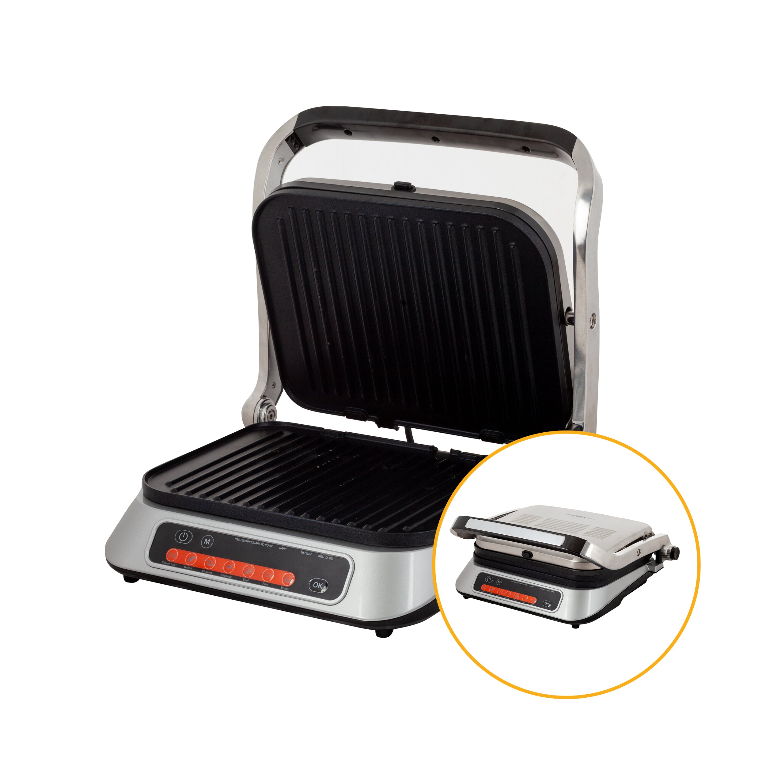 Kontaktgrill digital, Tischgrill, 2100W, antihaftbeschichtete Platten