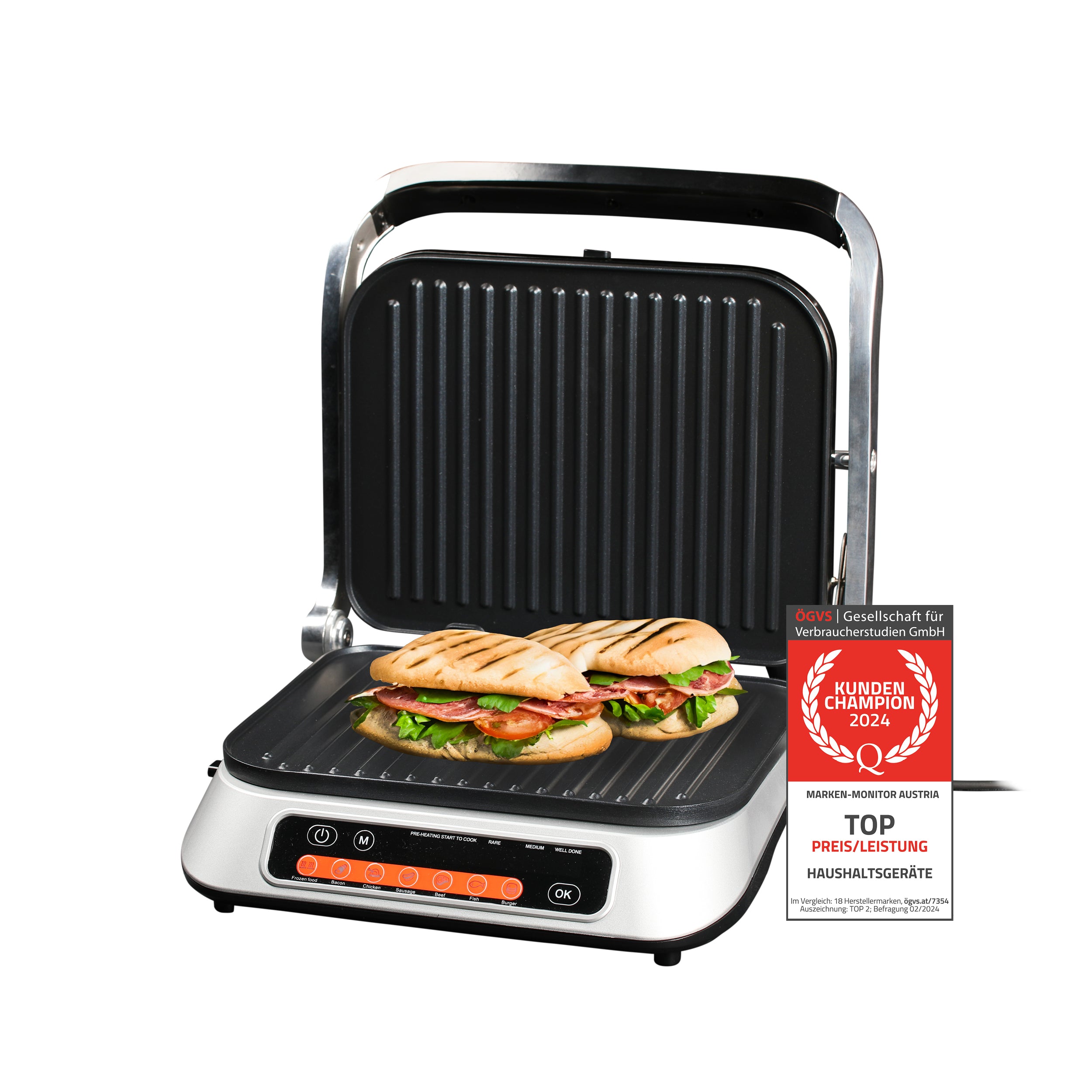 Contact Grill Digital, Table Grill, 2100 W, Non-Stick Coated Plates