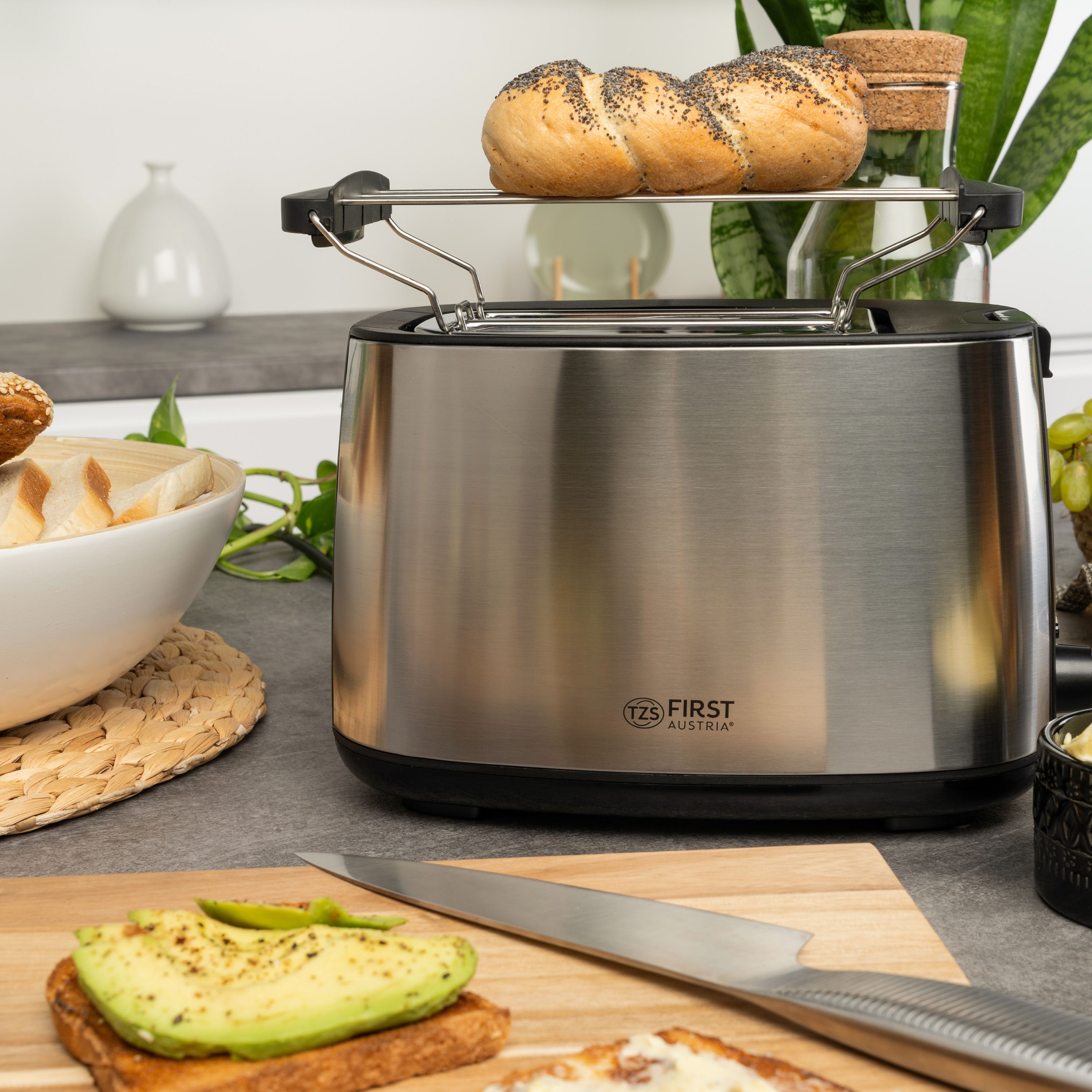 Toaster 2 Scheiben, mit Brötchenaufsatz, 7 Bräunungsstufen