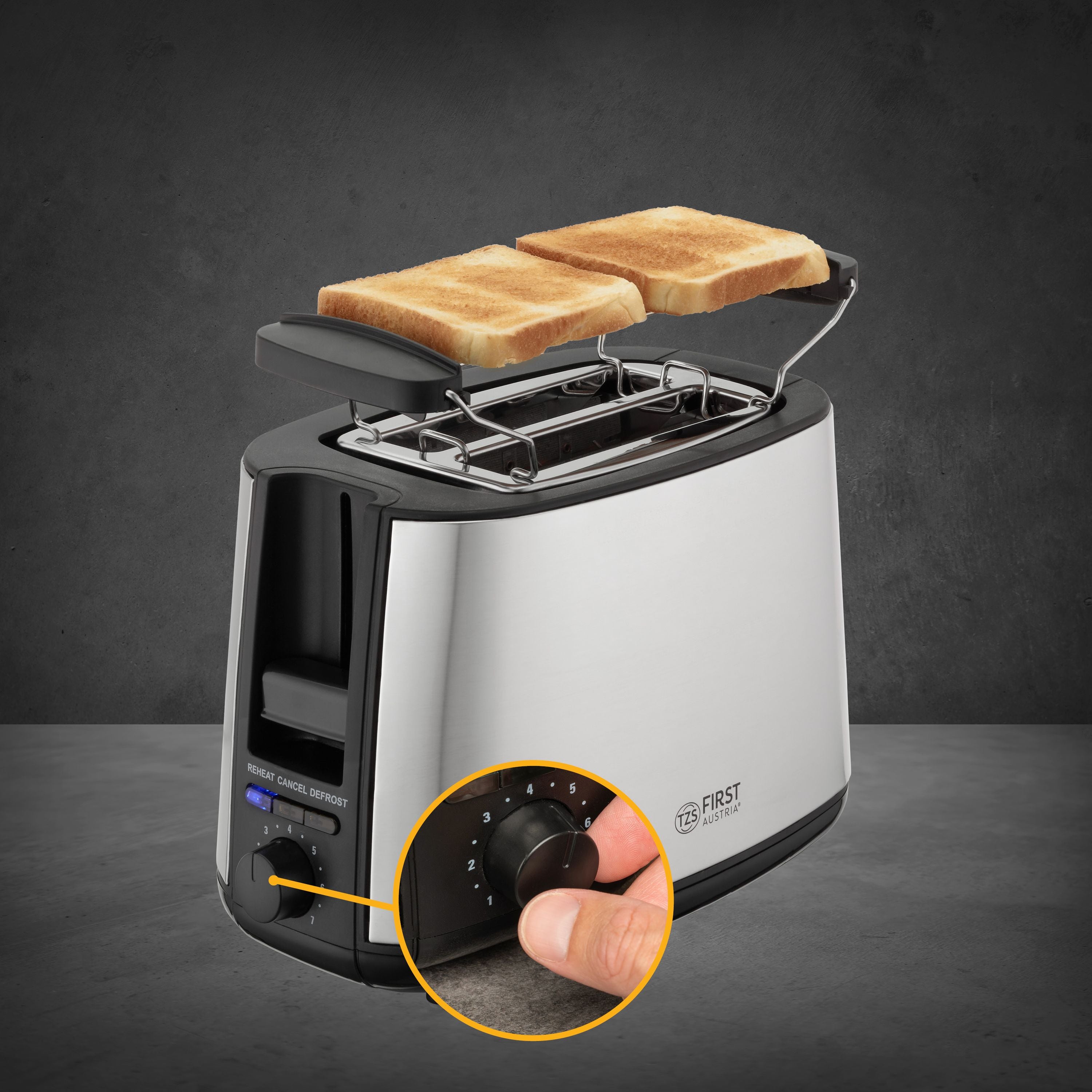 Toaster 2 Scheiben, mit Brötchenaufsatz, 7 Bräunungsstufen