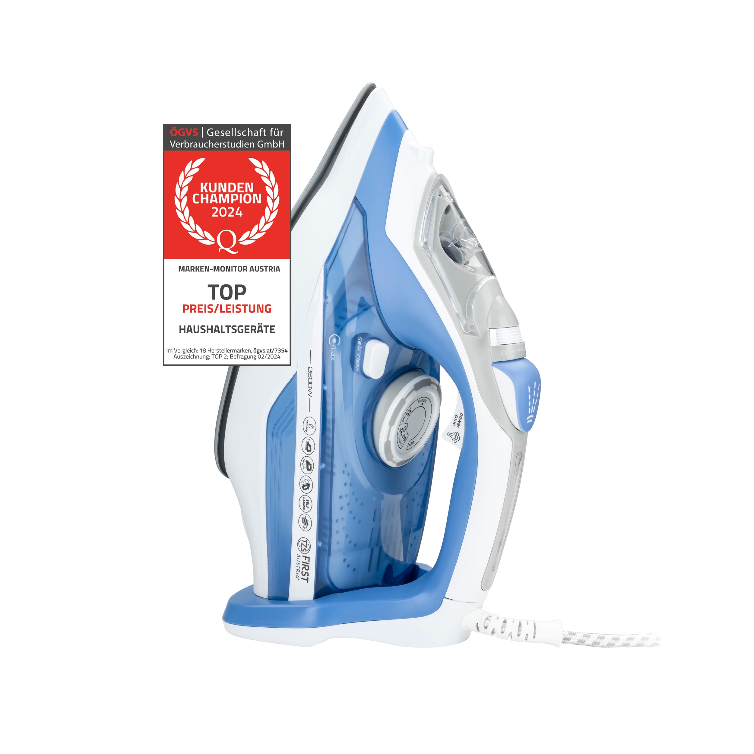 Dampfbügeleisen, verstellbare Dampfstärke & vertikaler Dampfstoß