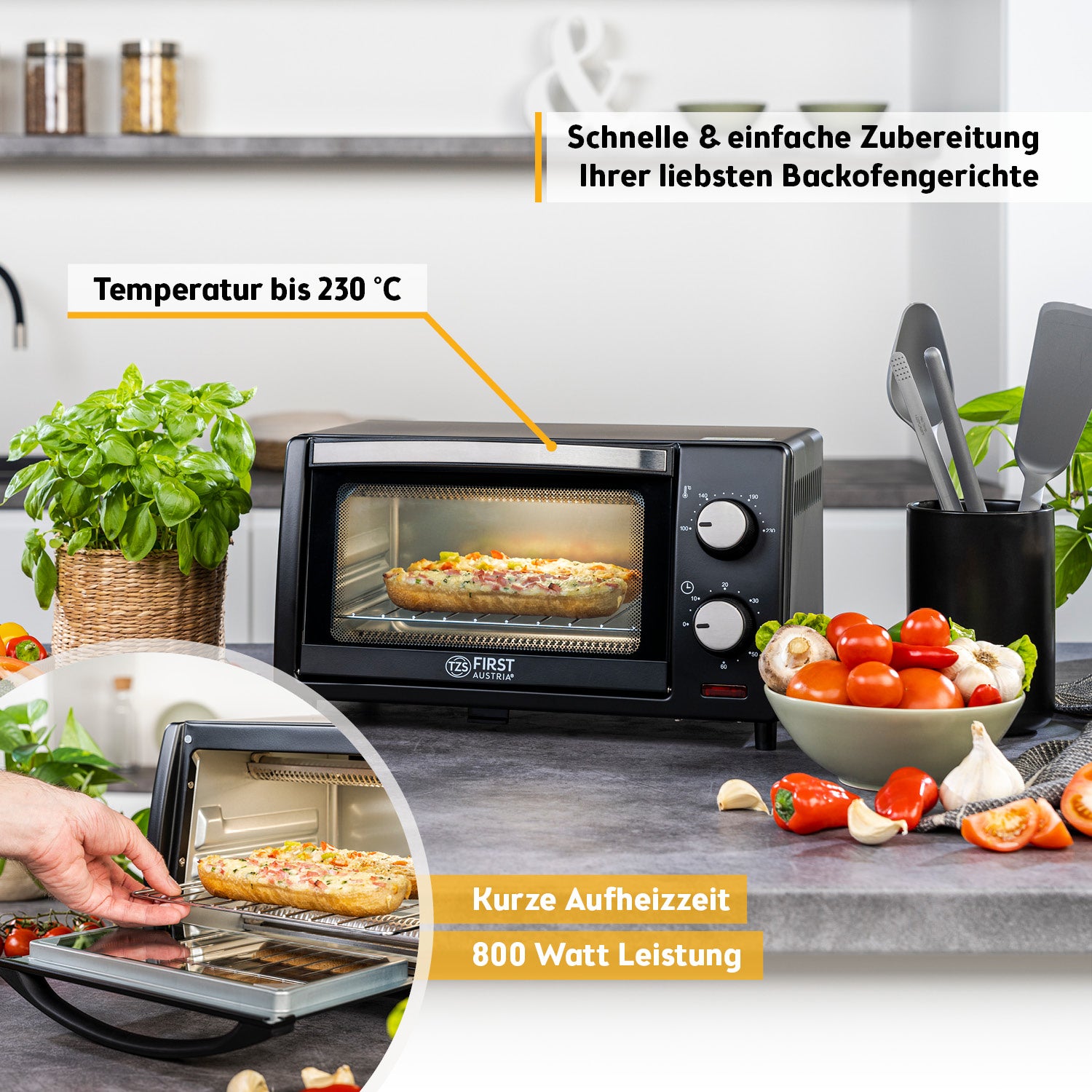 Mini-Backofen 10L, energieeffizient & kompakt