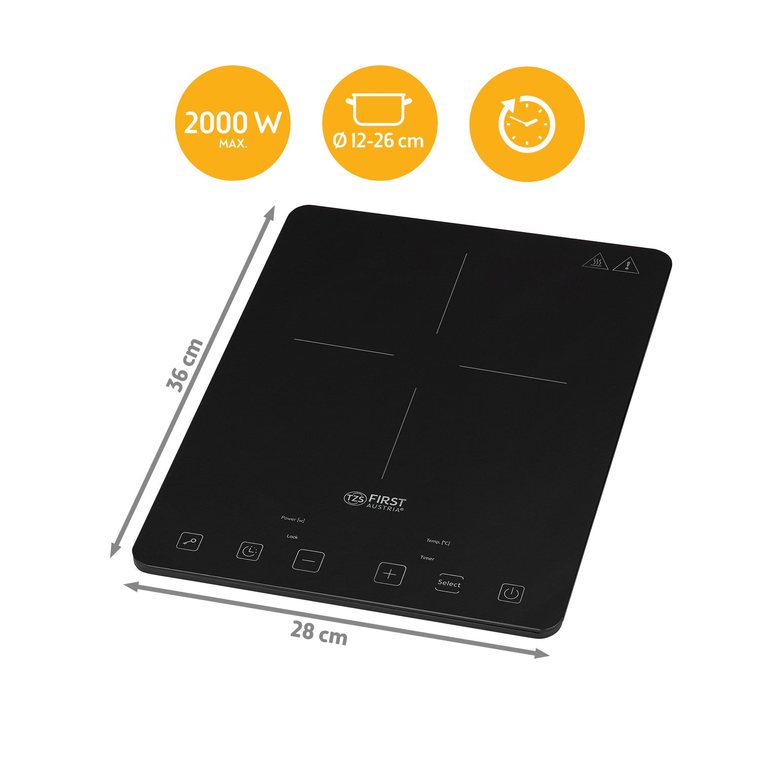 Induktionskochplatte 210 mm mit Touch-Bedienung & Timer