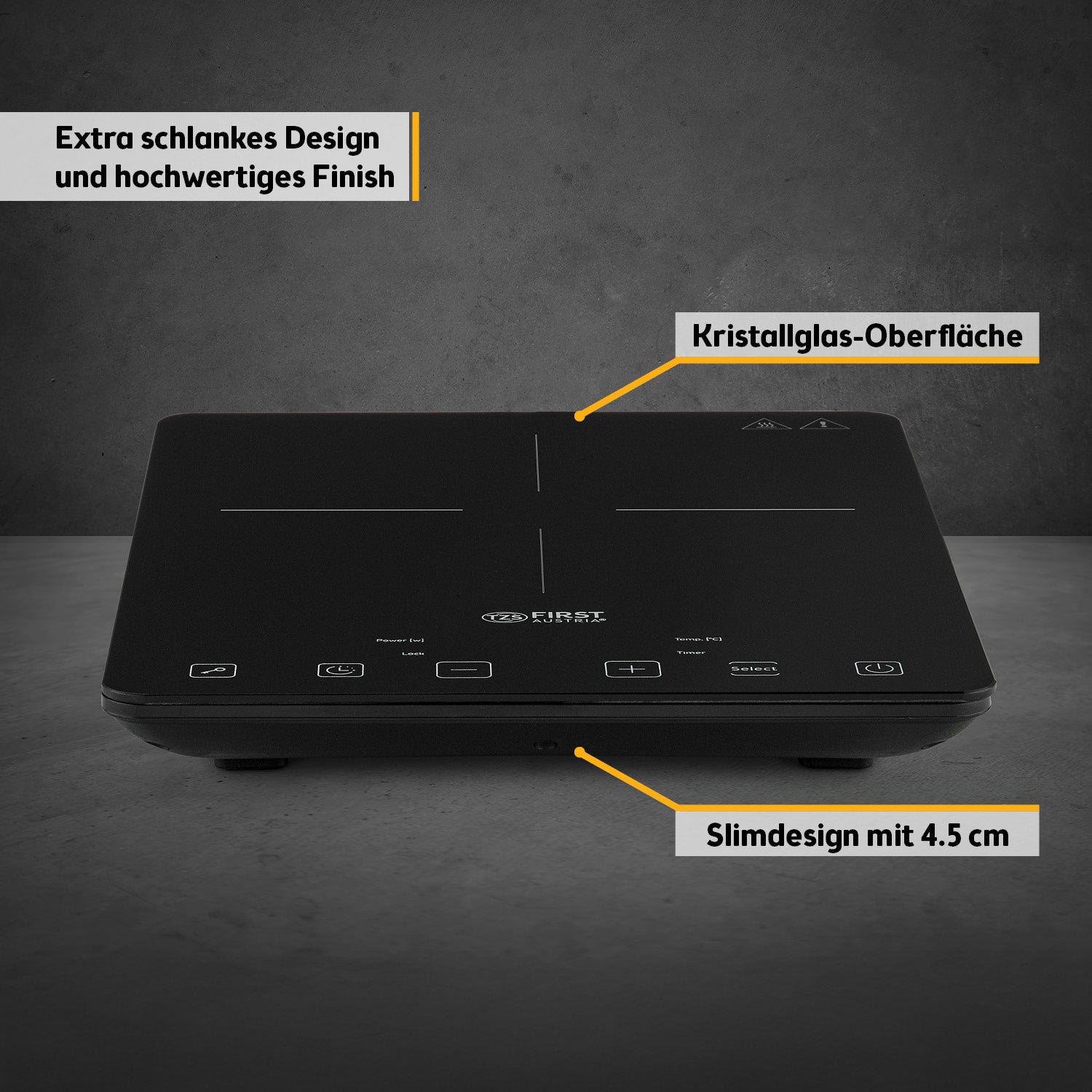 Induktionskochplatte 210 mm mit Touch-Bedienung & Timer