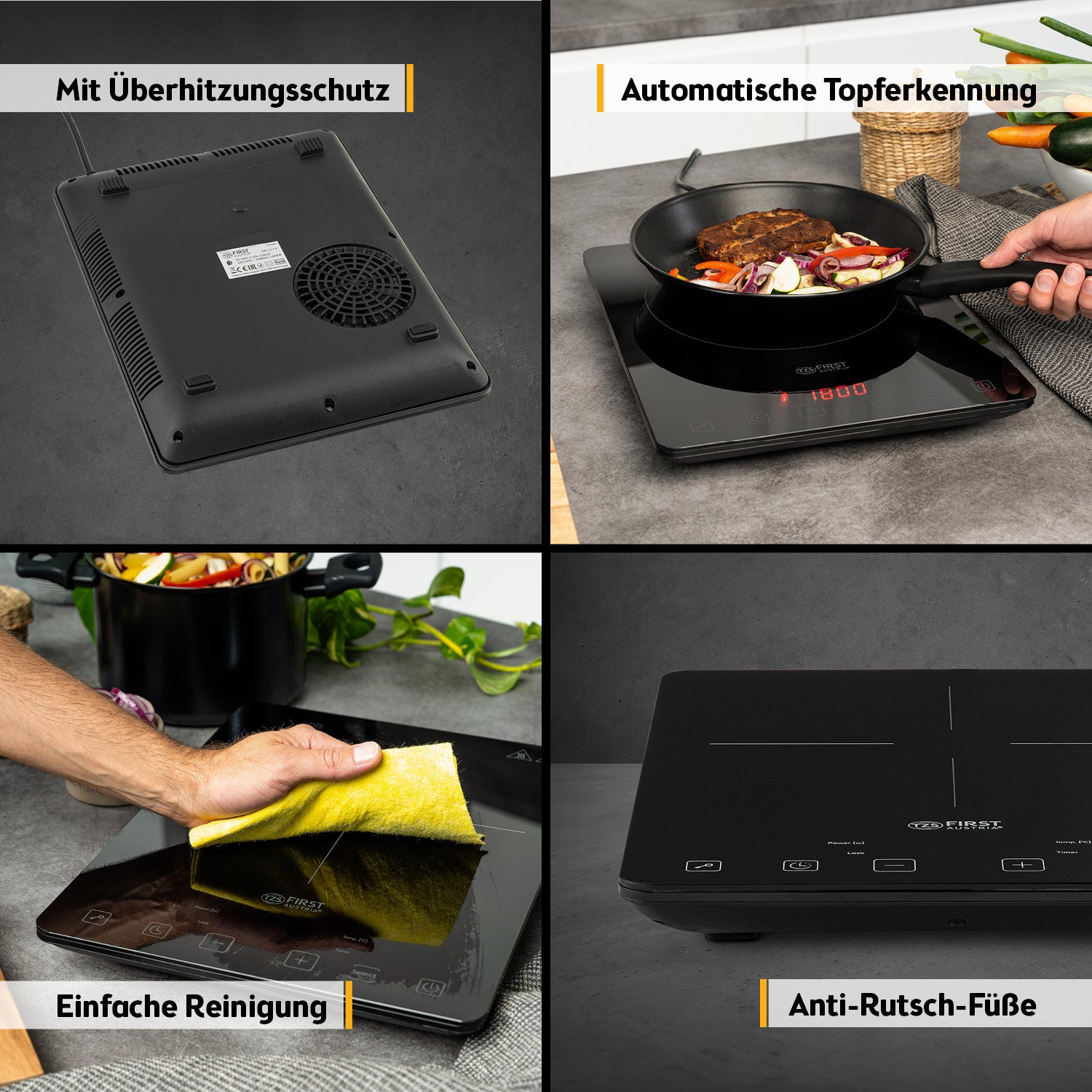 Induktionskochplatte 210 mm mit Touch-Bedienung & Timer