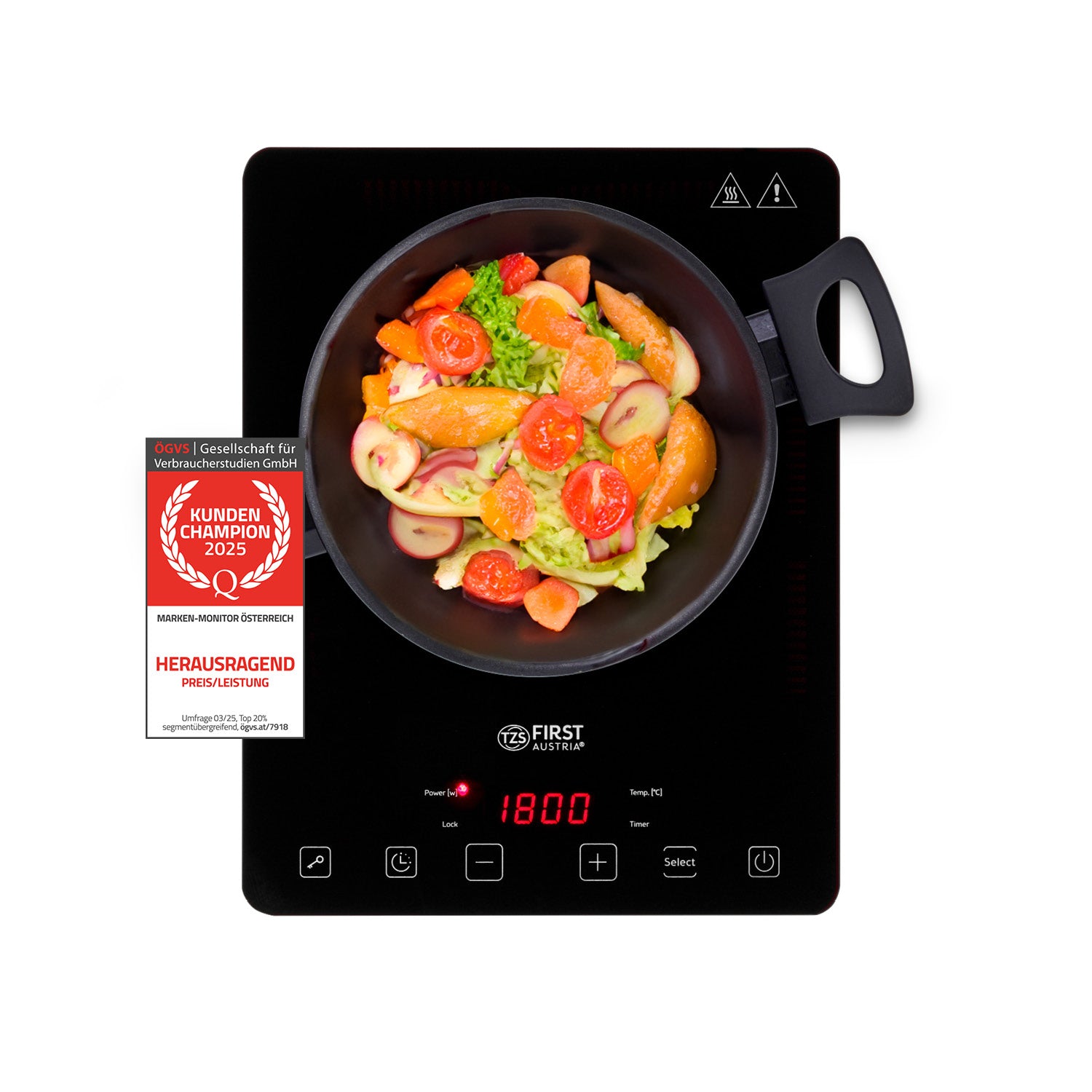 Induktionskochplatte 210 mm mit Touch-Bedienung & Timer