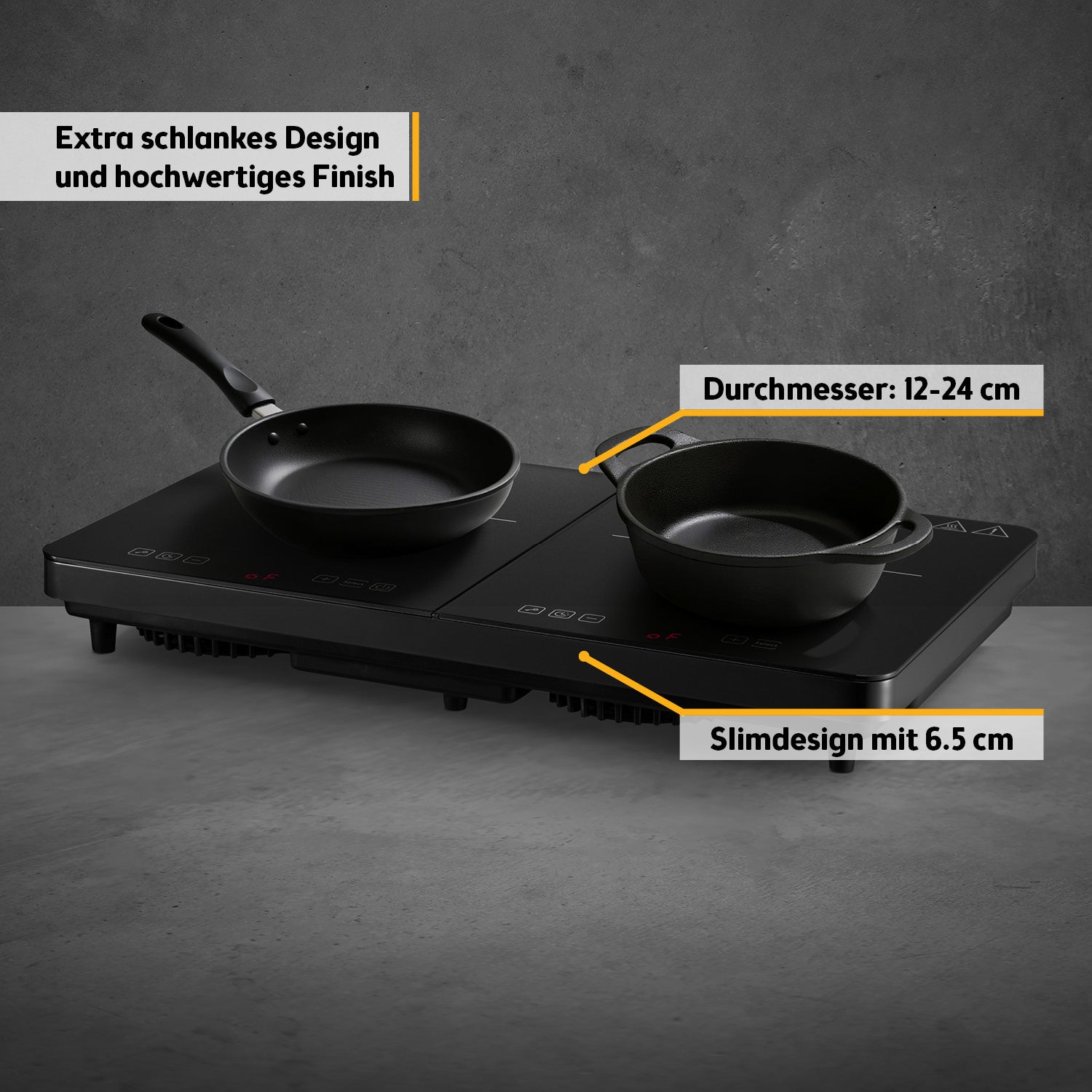 Induktions-Doppelkochplatte Profi, 2 Kochzonen, 3500 W