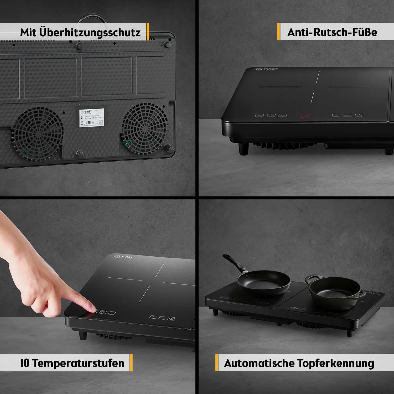 Induktions-Doppelkochplatte Profi, 2 Kochzonen, 3500 W