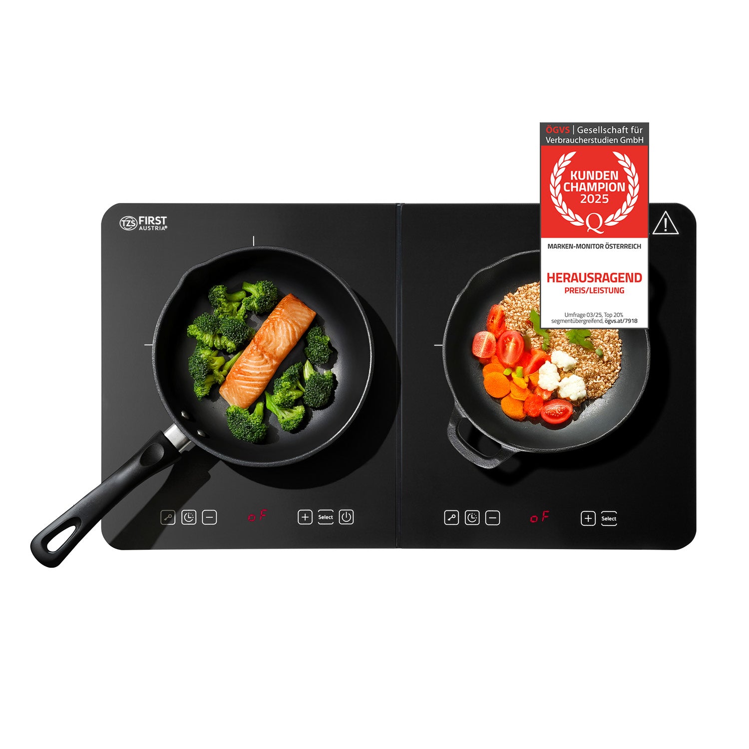 Induktions-Doppelkochplatte Profi, 2 Kochzonen, 3500 W