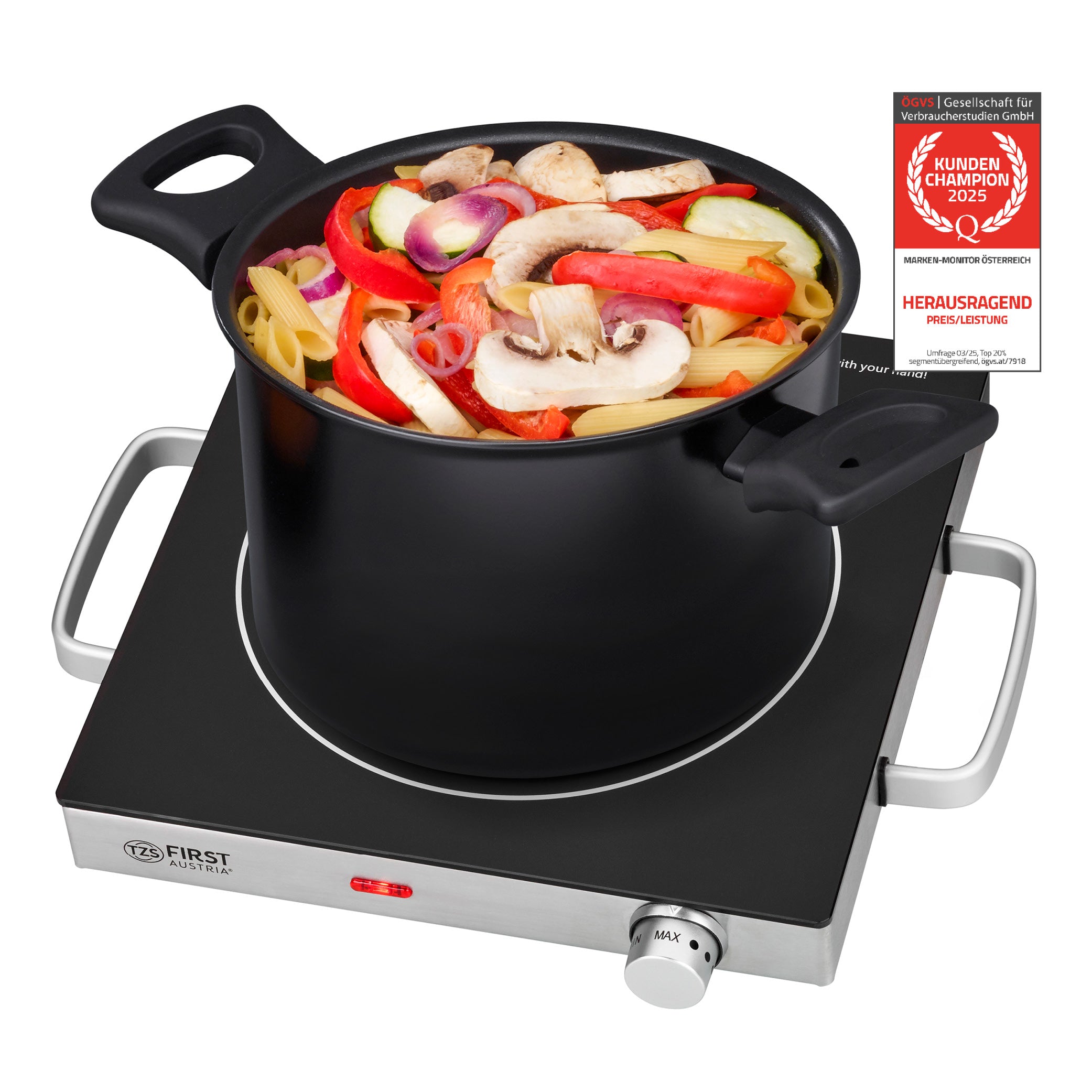 Infrared Single Hot Plate 2000 W, Glass Ceramic, Silver/Black