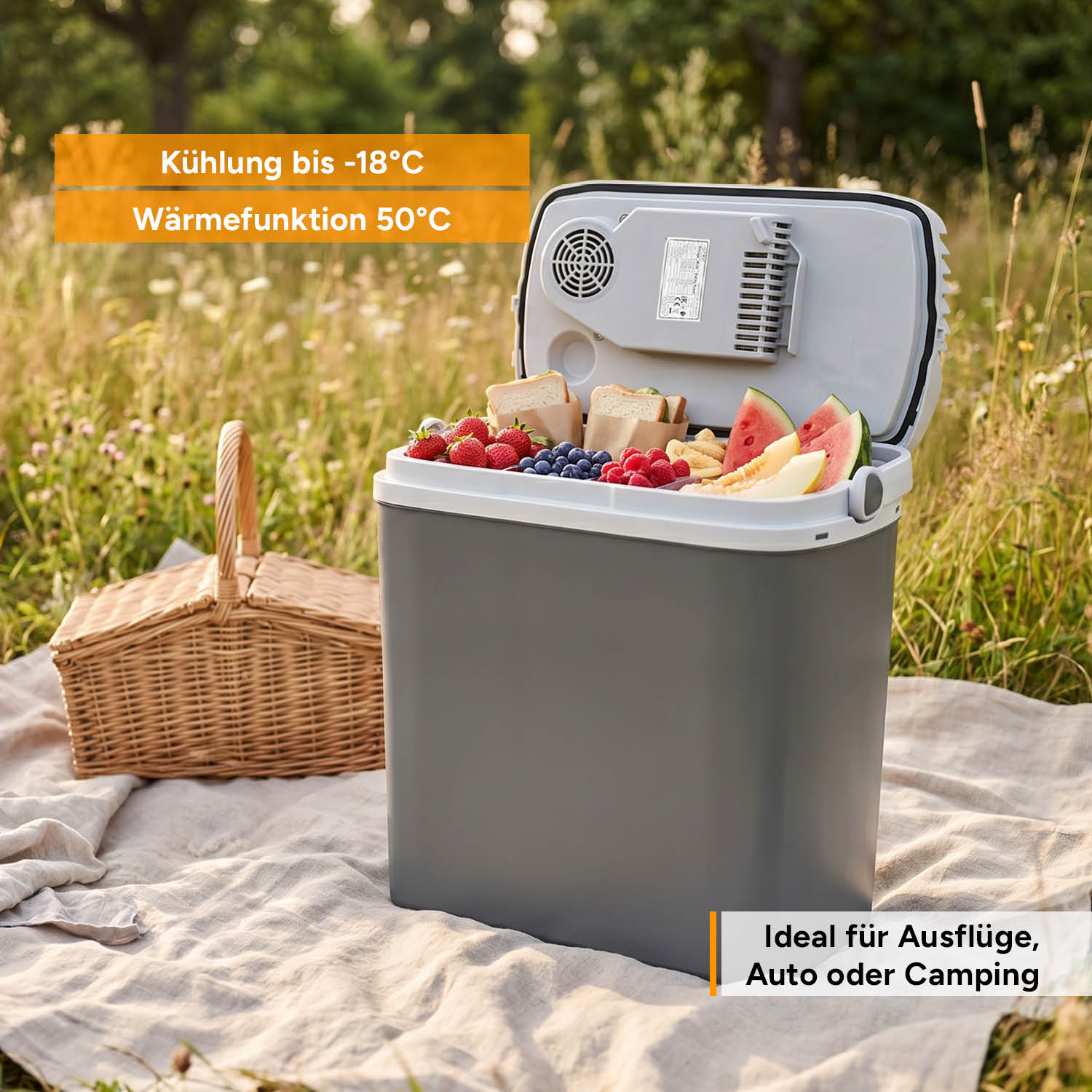 Thermoelektrische Kühlbox 19L, Kühlen & Wärmen, 3-fach Stromversorgung