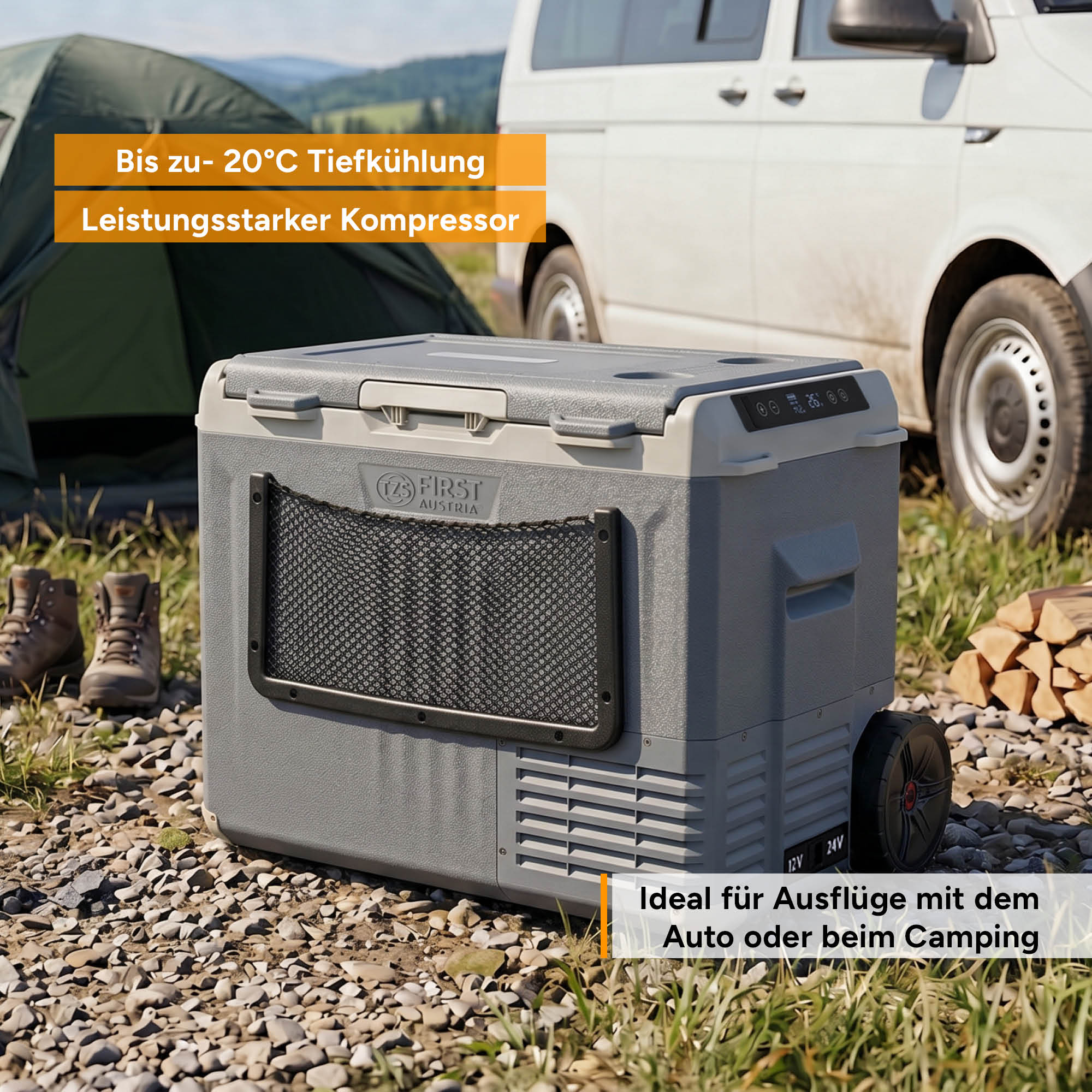 Kompressor-Kühlbox 40L, mit App-Steuerung, Trolleyfunktion