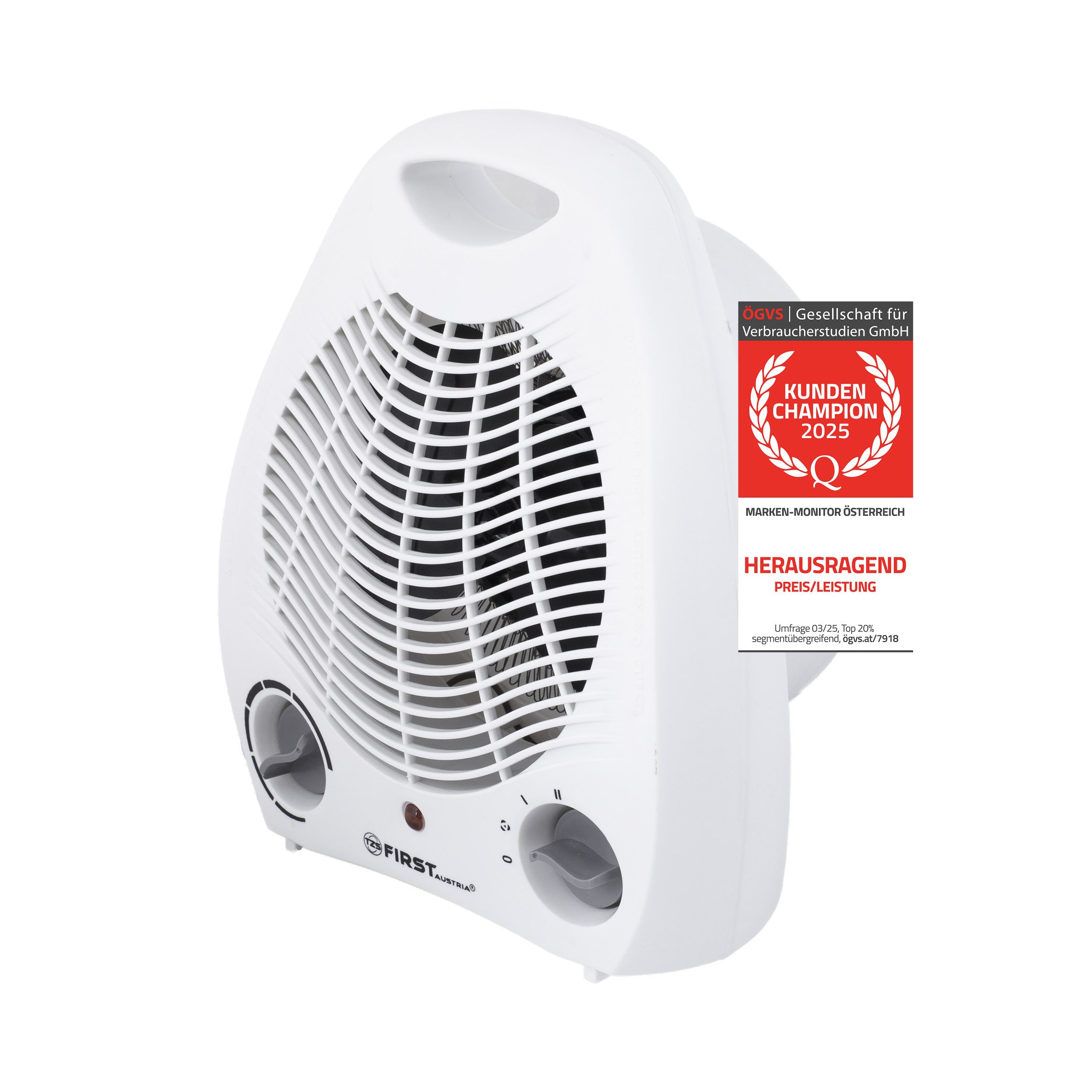 Fan Heater 2000 W, 2 Heat Settings, Thermostat