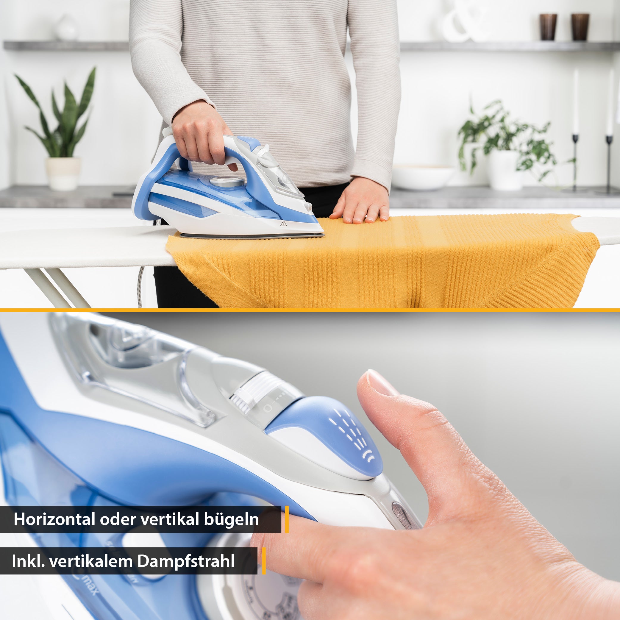 Dampfbügeleisen, verstellbare Dampfstärke & vertikaler Dampfstoß