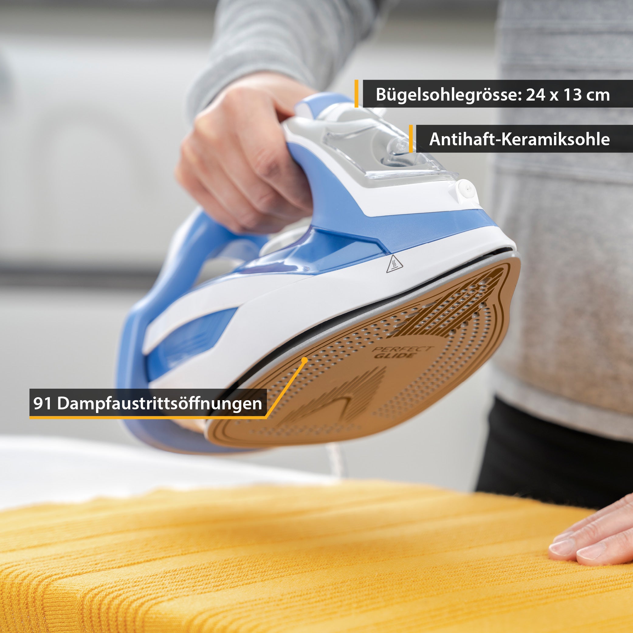 Dampfbügeleisen, verstellbare Dampfstärke & vertikaler Dampfstoß