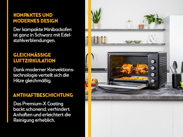 Mini-Backofen 60L, mit Umluft, Drehspieß