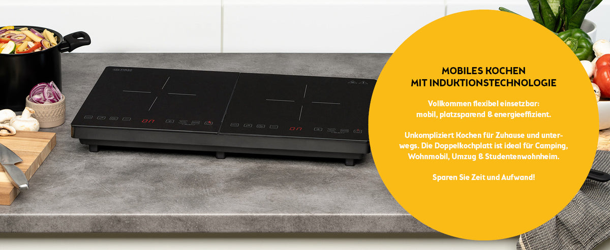 Doppel-Induktionskochplatte 3500 W, Touch-Bedienung, mit Timer
