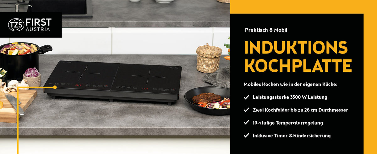 Doppel-Induktionskochplatte 3500 W, Touch-Bedienung, mit Timer