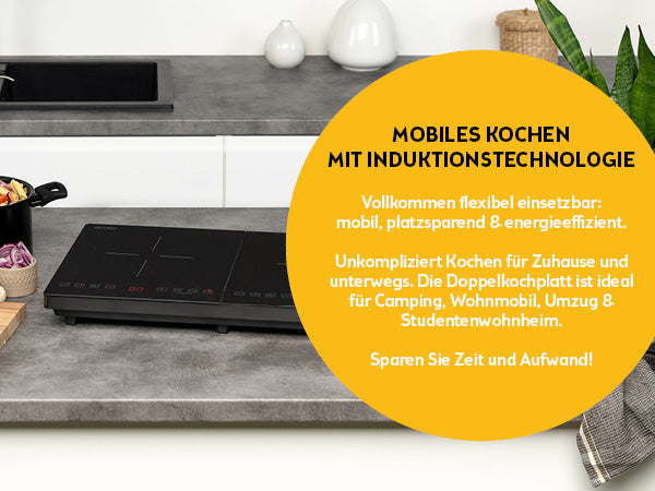 Doppel-Induktionskochplatte 3500 W, Touch-Bedienung, mit Timer