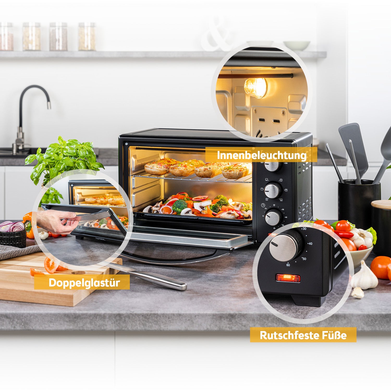 Mini-Backofen 20L mit Umluft, platzsparend