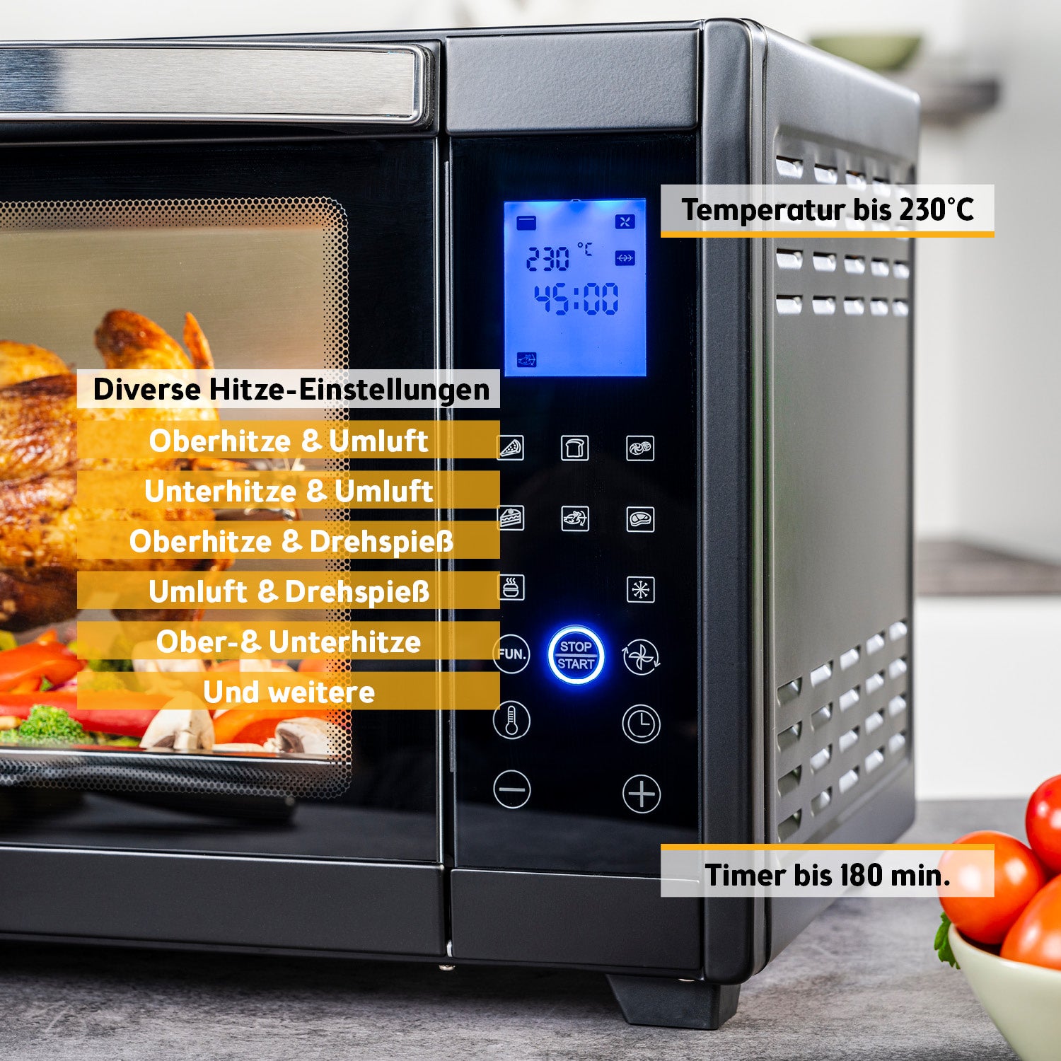 Mini-Backofen 30L mit Umluft & Drehspieß