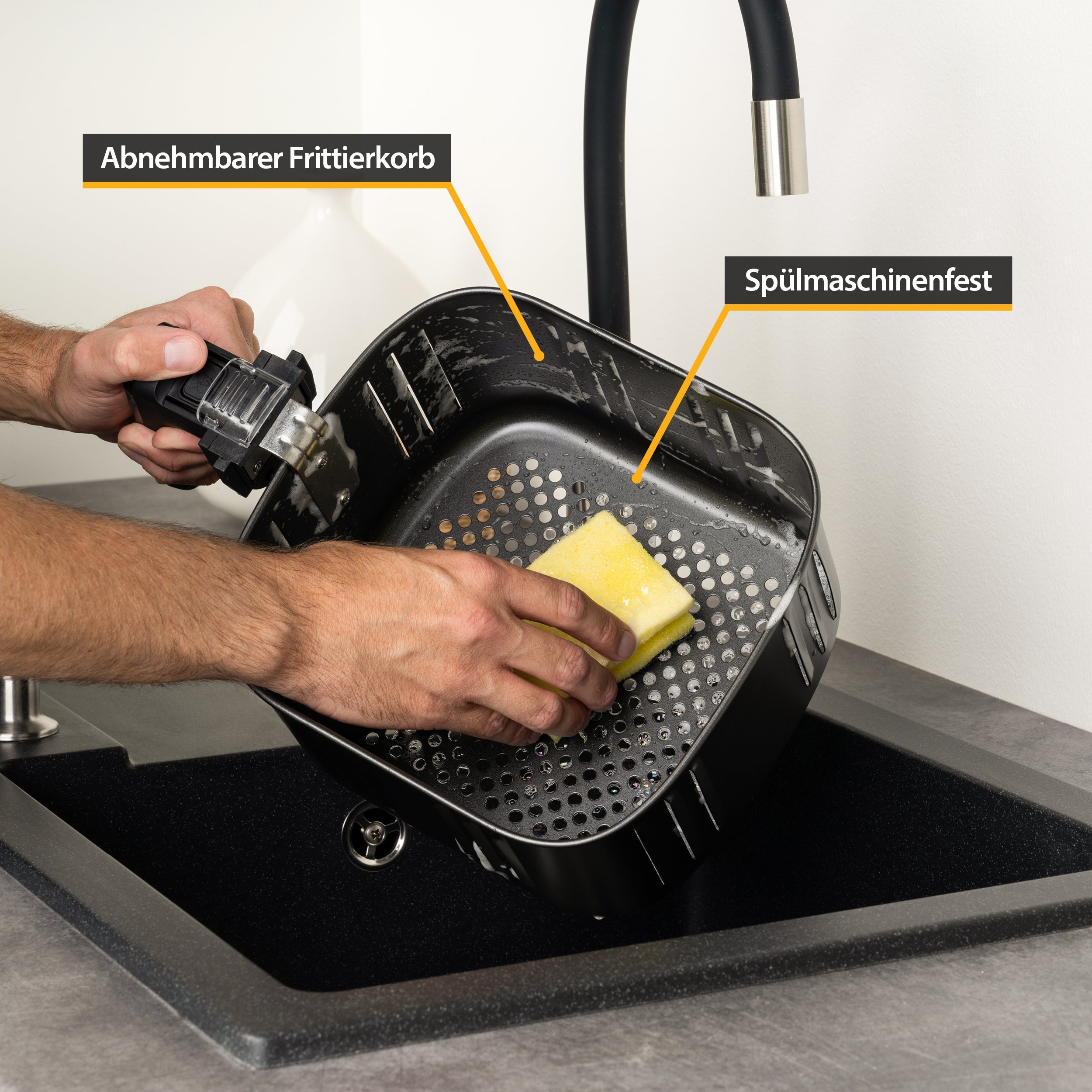 XL Fritteuse, 5L, Antihaft-Edelstahlkorb, Airfryer, Digital