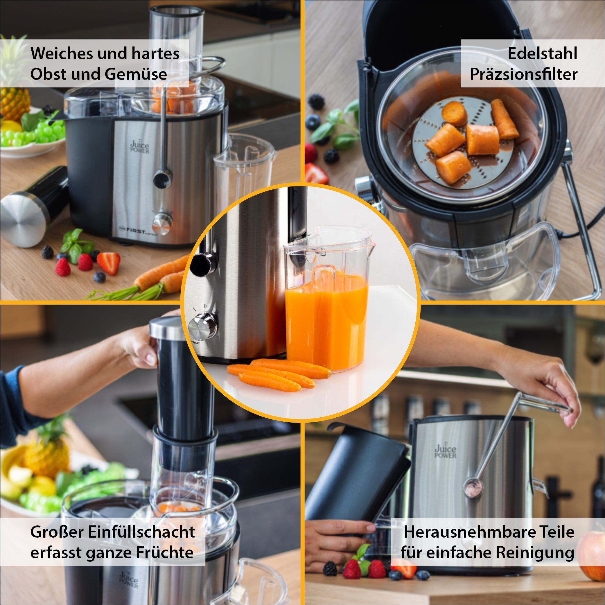 Elektrische Saftpresse, mit 2 Geschwindigkeitsstufen & Drehschalter